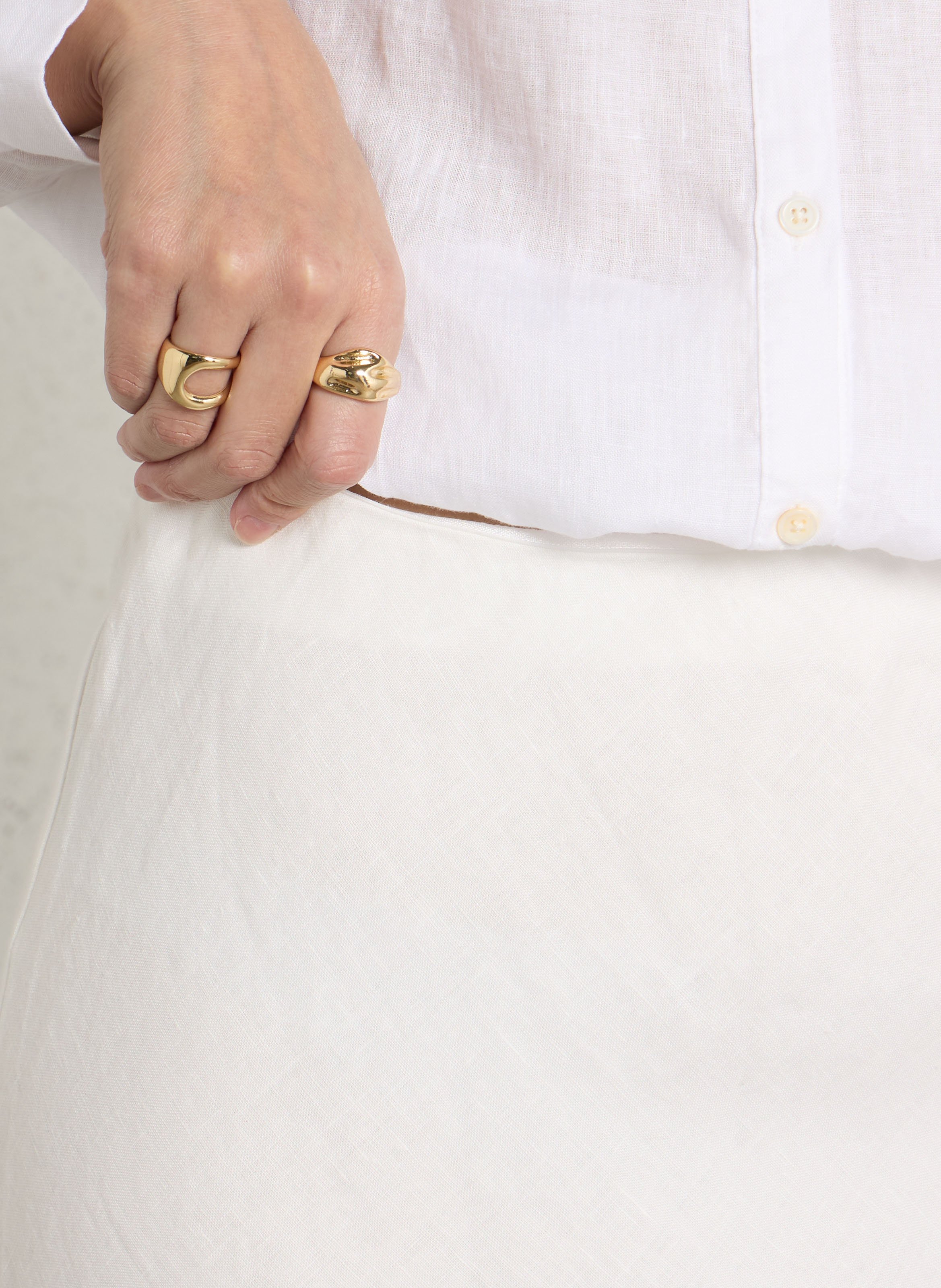 Jupe longue évasée en lin JC SOPHIE Blanc