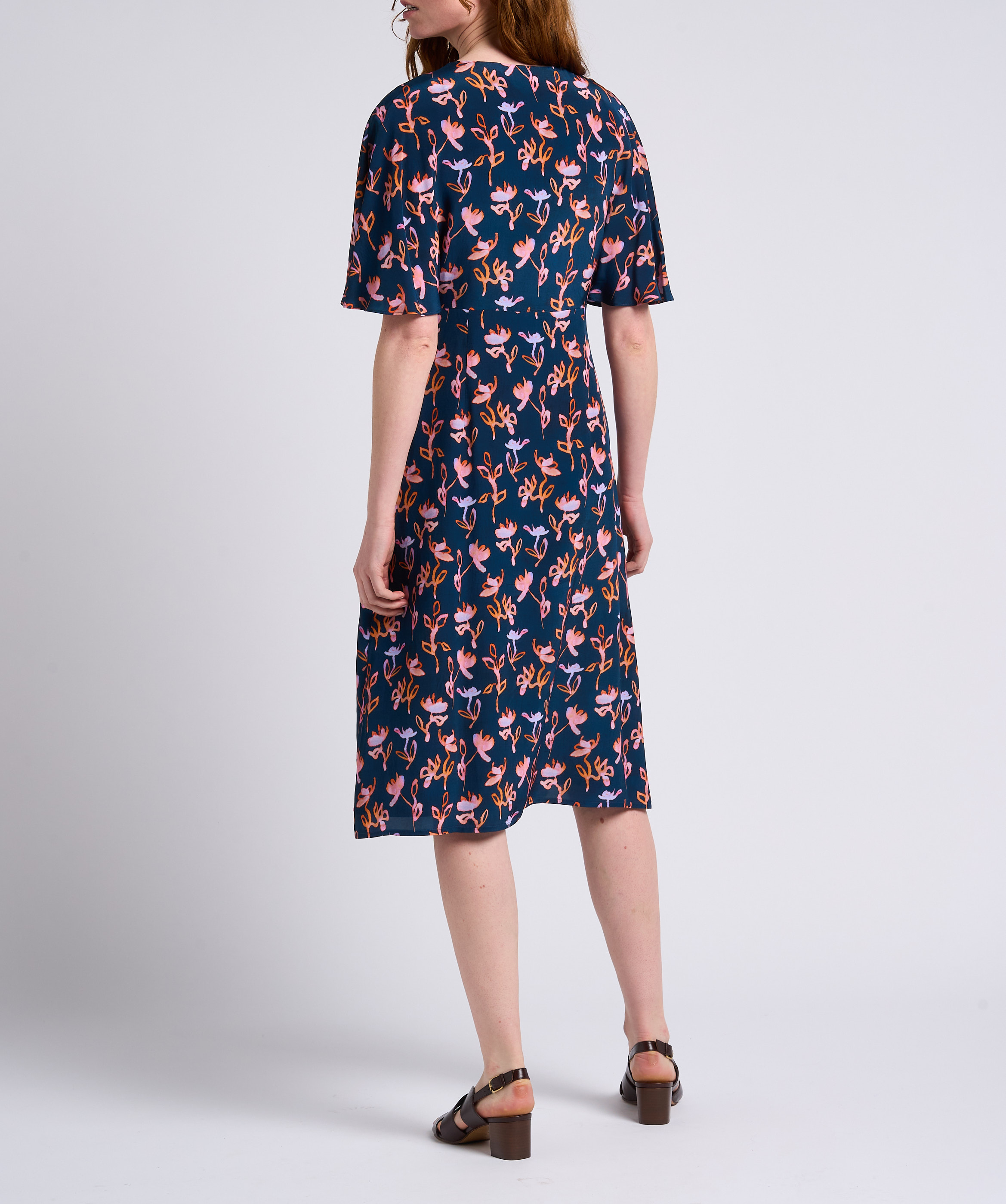 Geblümtes Midikleid mit V-Ausschnitt PAUL SMITH Blau