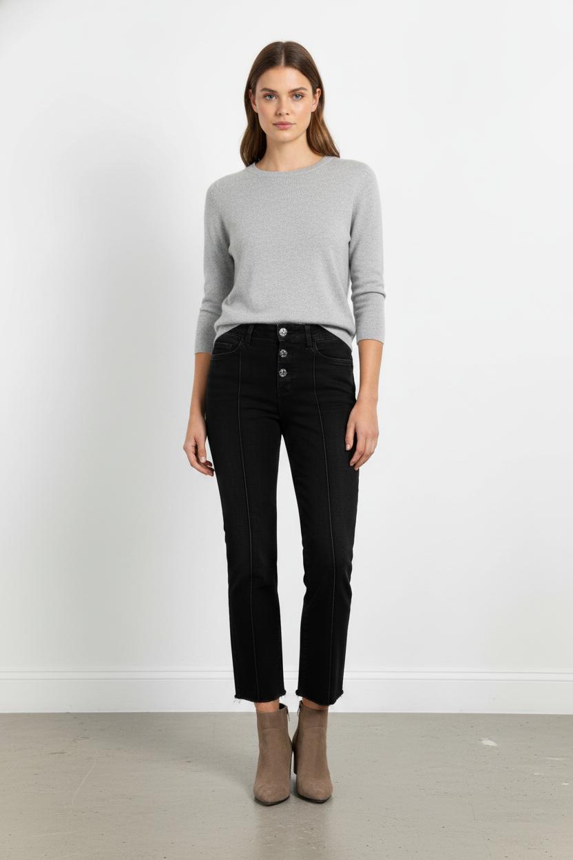 Cropped slim jeans with studs LIU JO - SECONDE MAIN Black