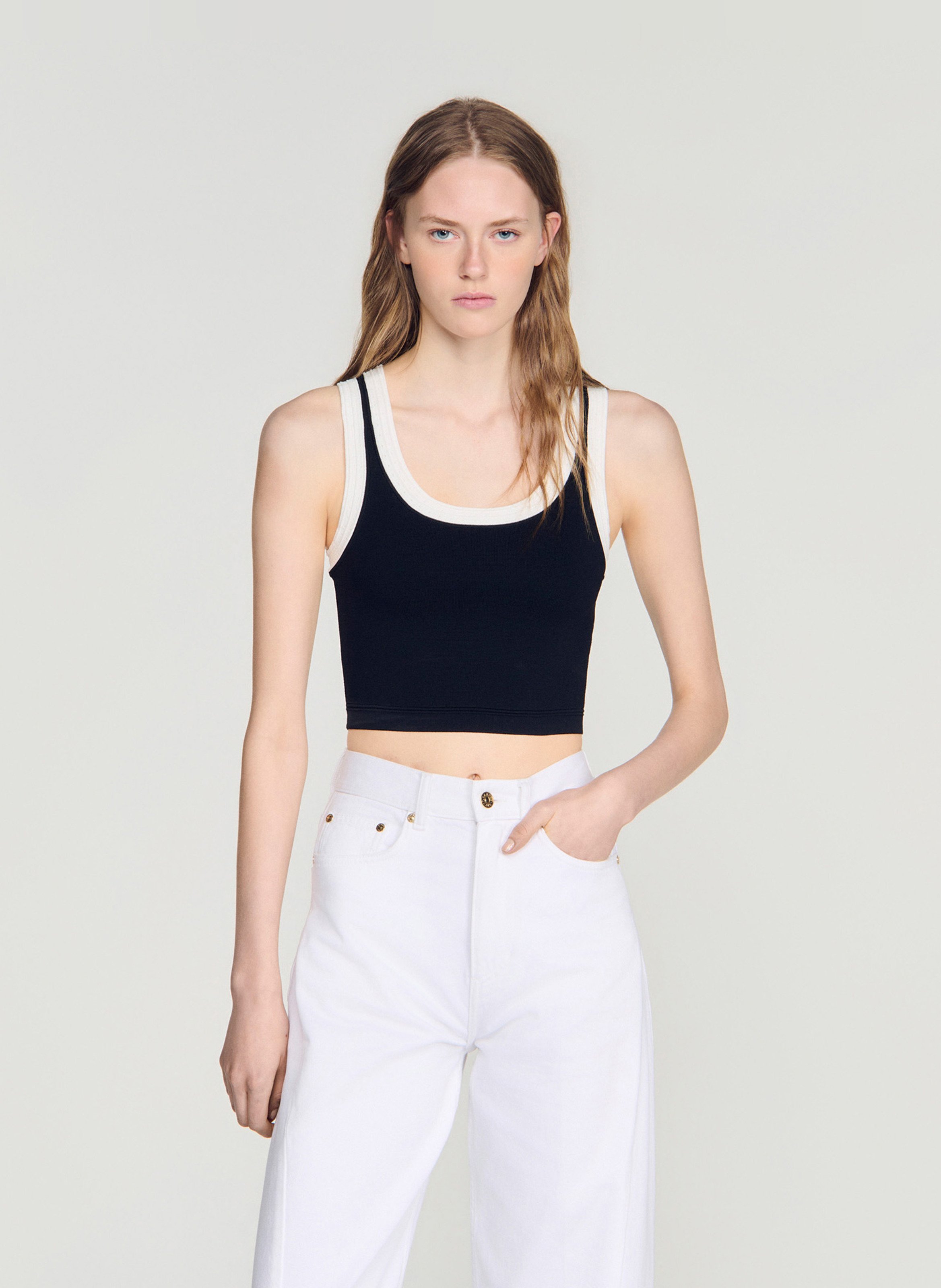 Fitted Crop Top SANDRO Black