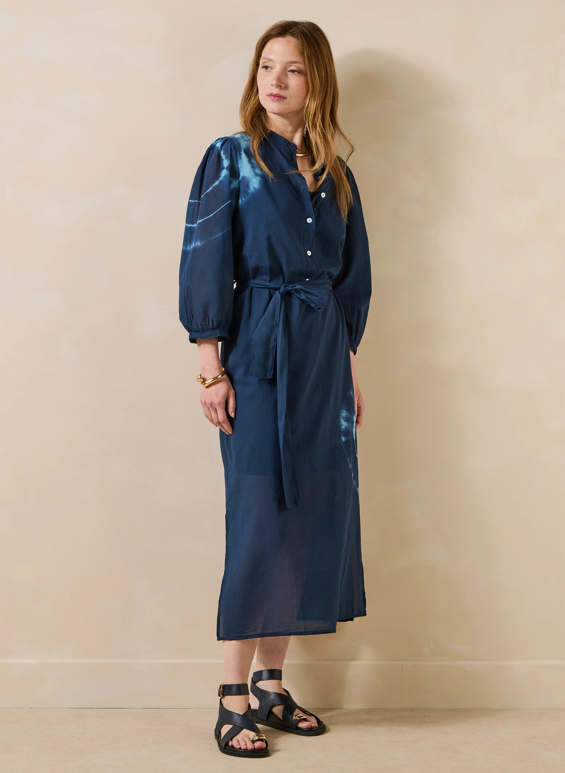 Robe midi tie and dye LA FEE MARABOUTEE Bleu