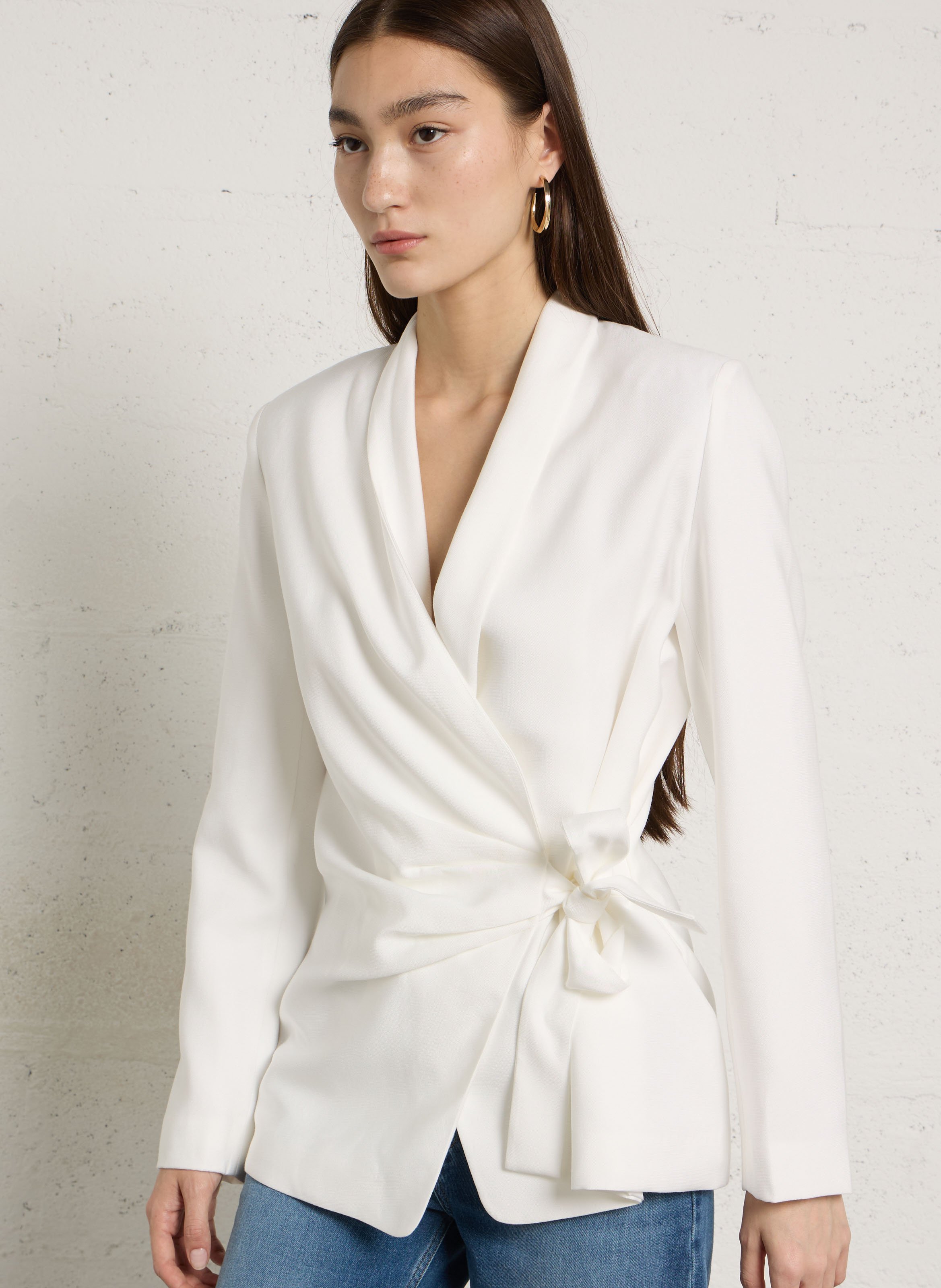 V-neck suit jacket IKKS White