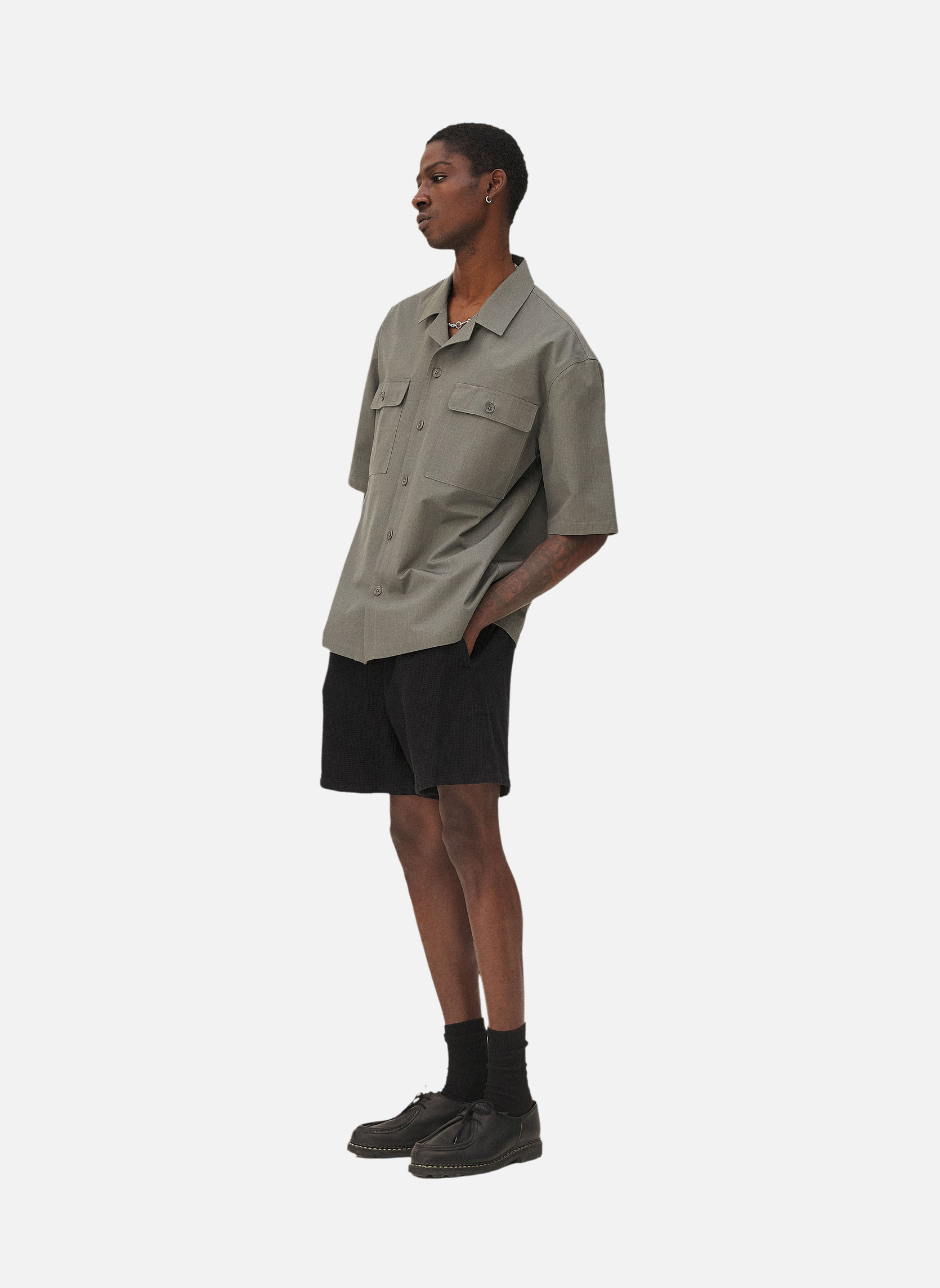 Short élastiqué malibu black waffle Noyoco Black