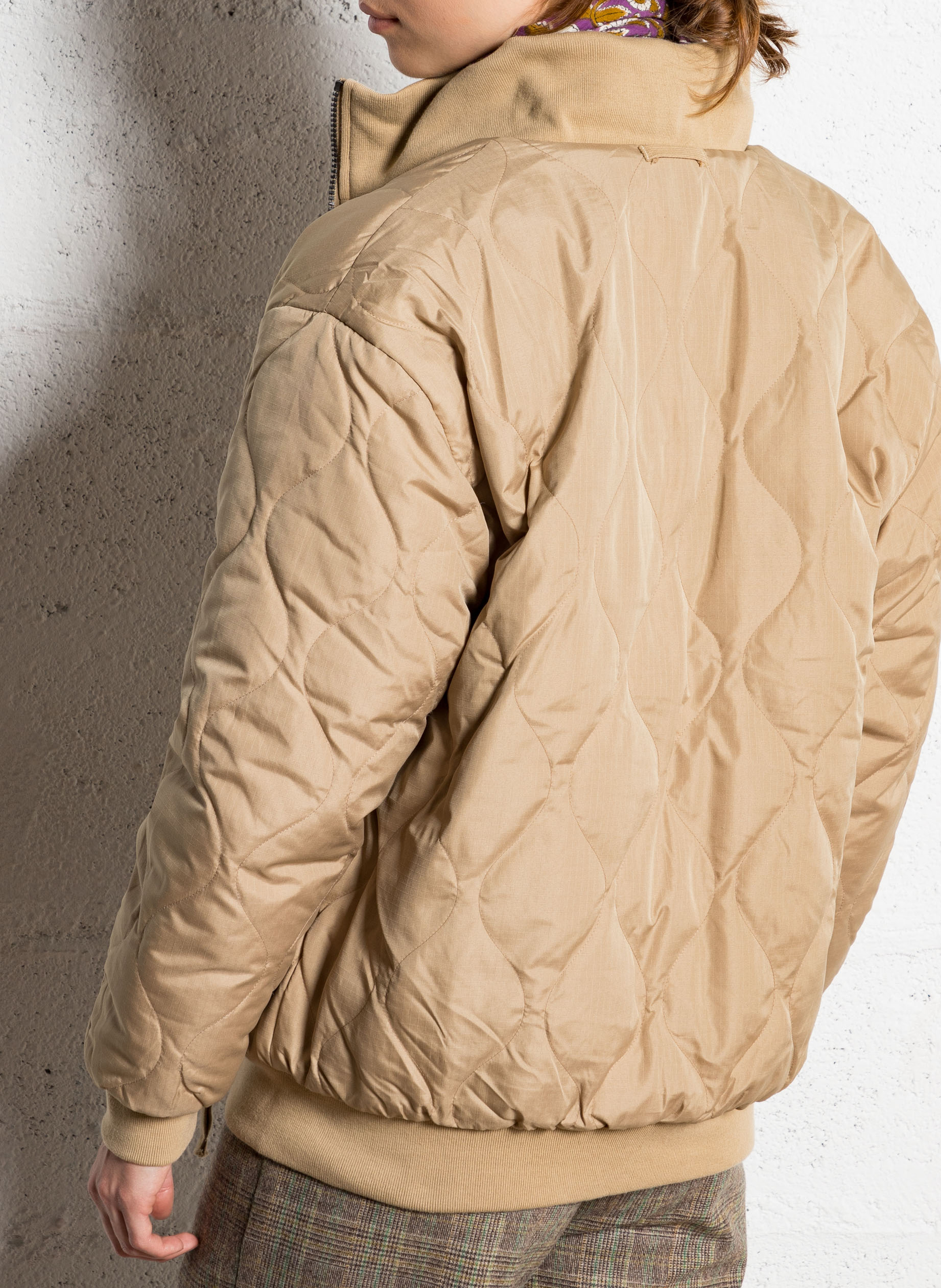 Reversible straight jacket with high collar TAION Beige