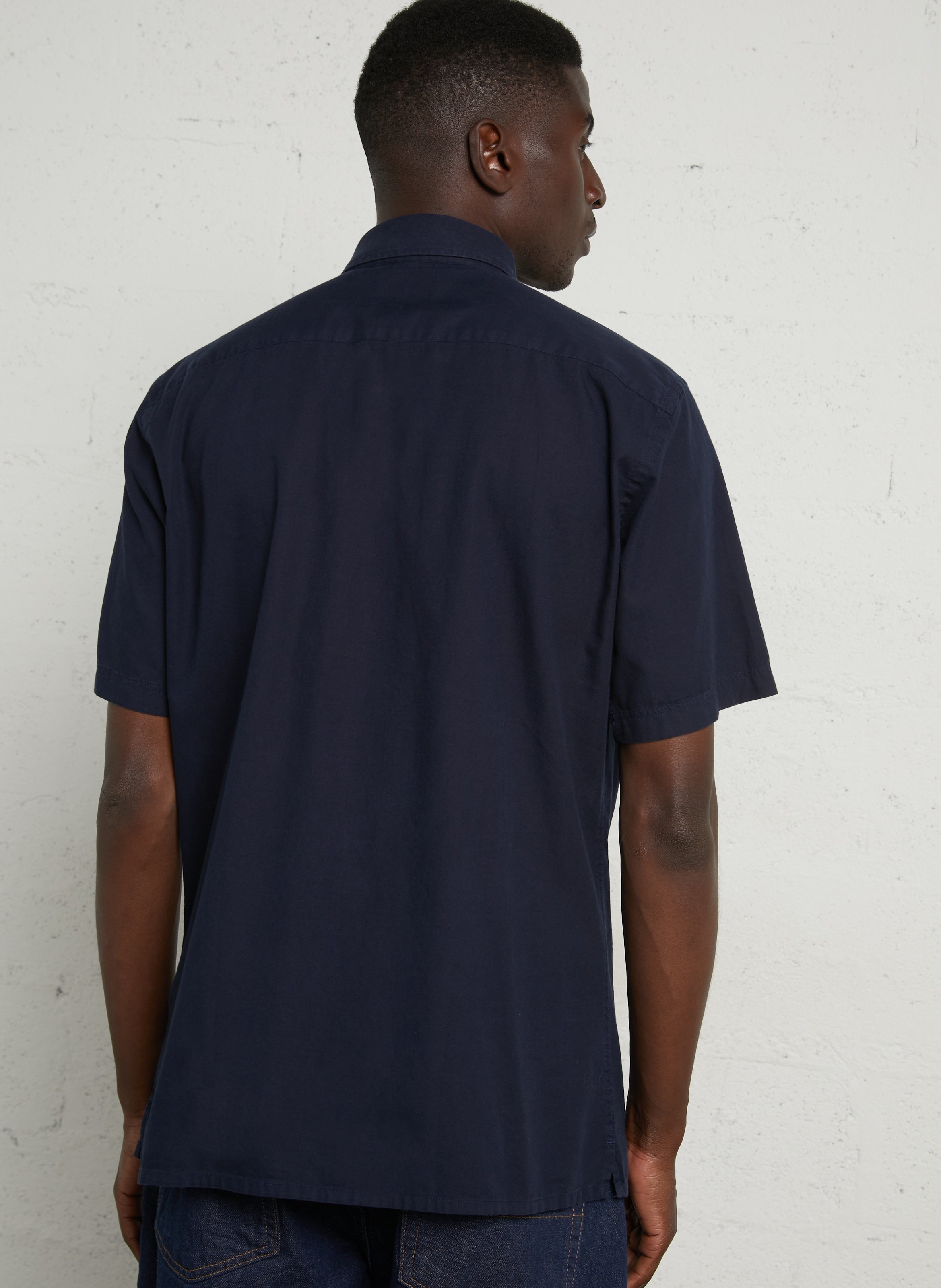 Chemise tailored-fit col américain en coton HACKETT Bleu