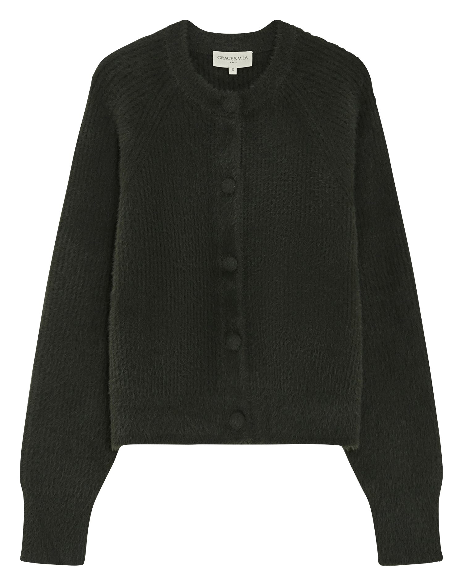 Gerader Rundhals-Cardigan ALERON Kaki