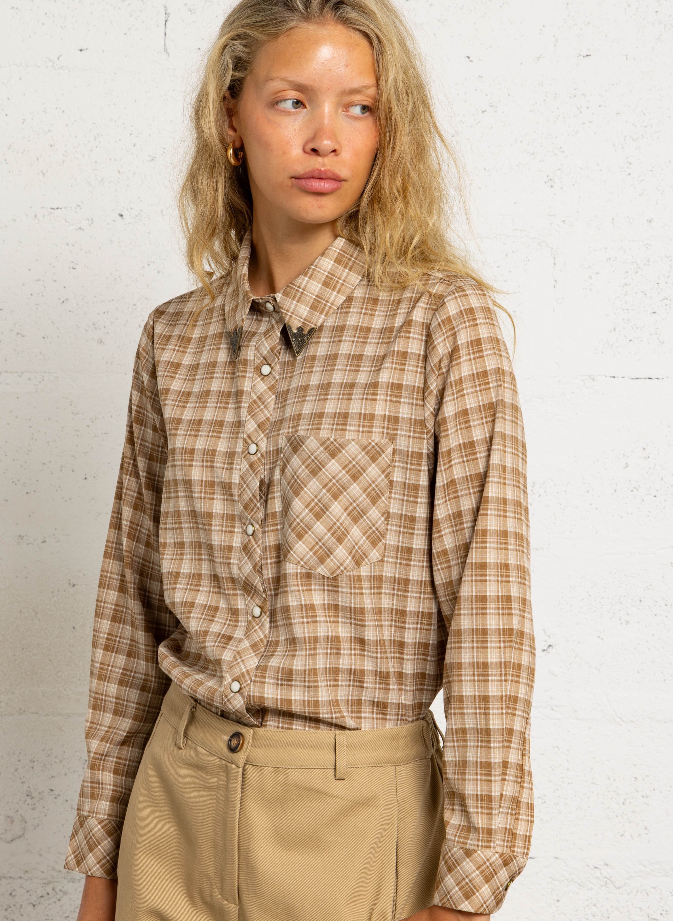 Straight printed shirt with classic collar LA PETITE ETOILE Beige