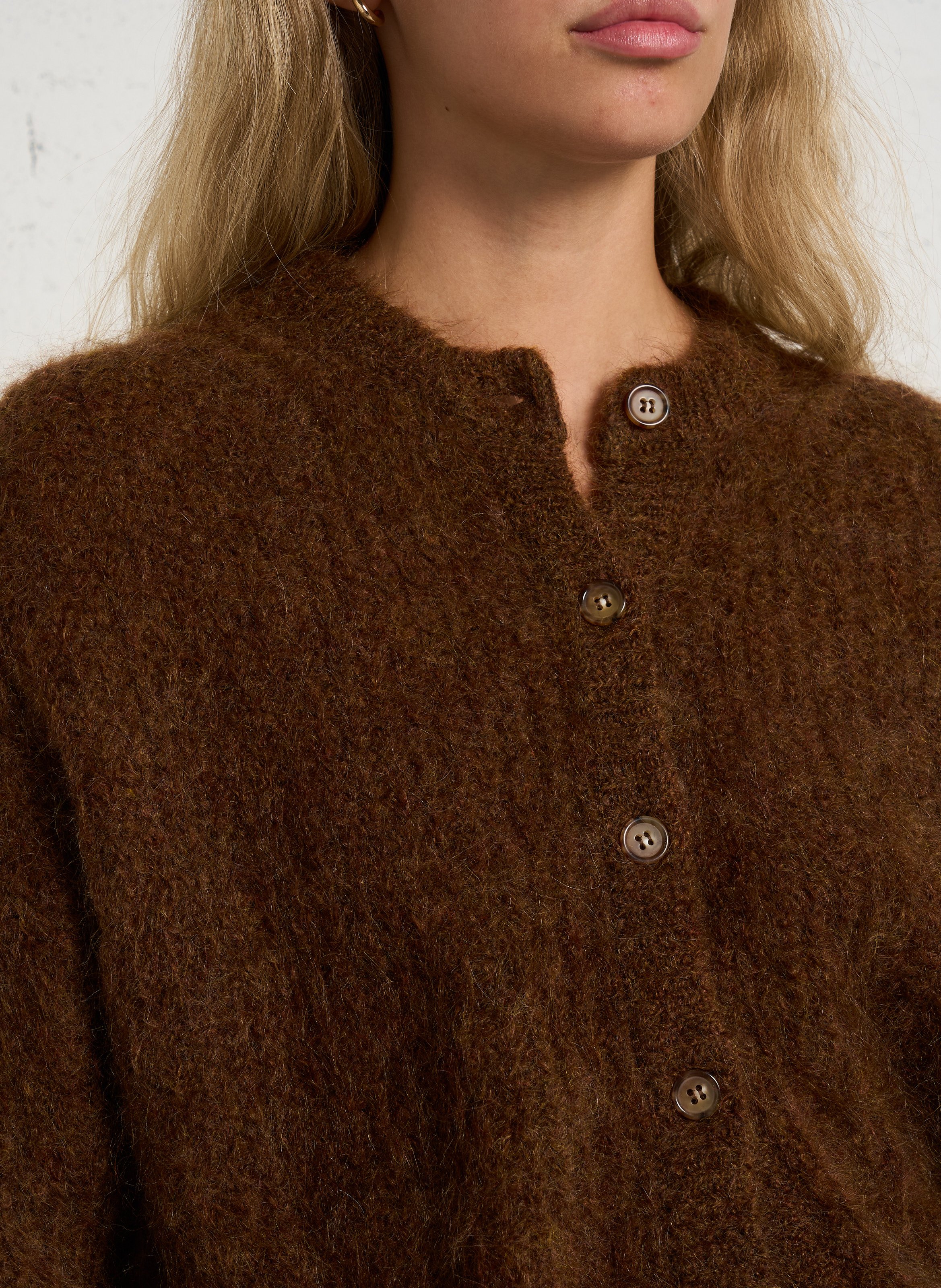 Gilet oversize en laine mélangée DES PETITS HAUTS Marron