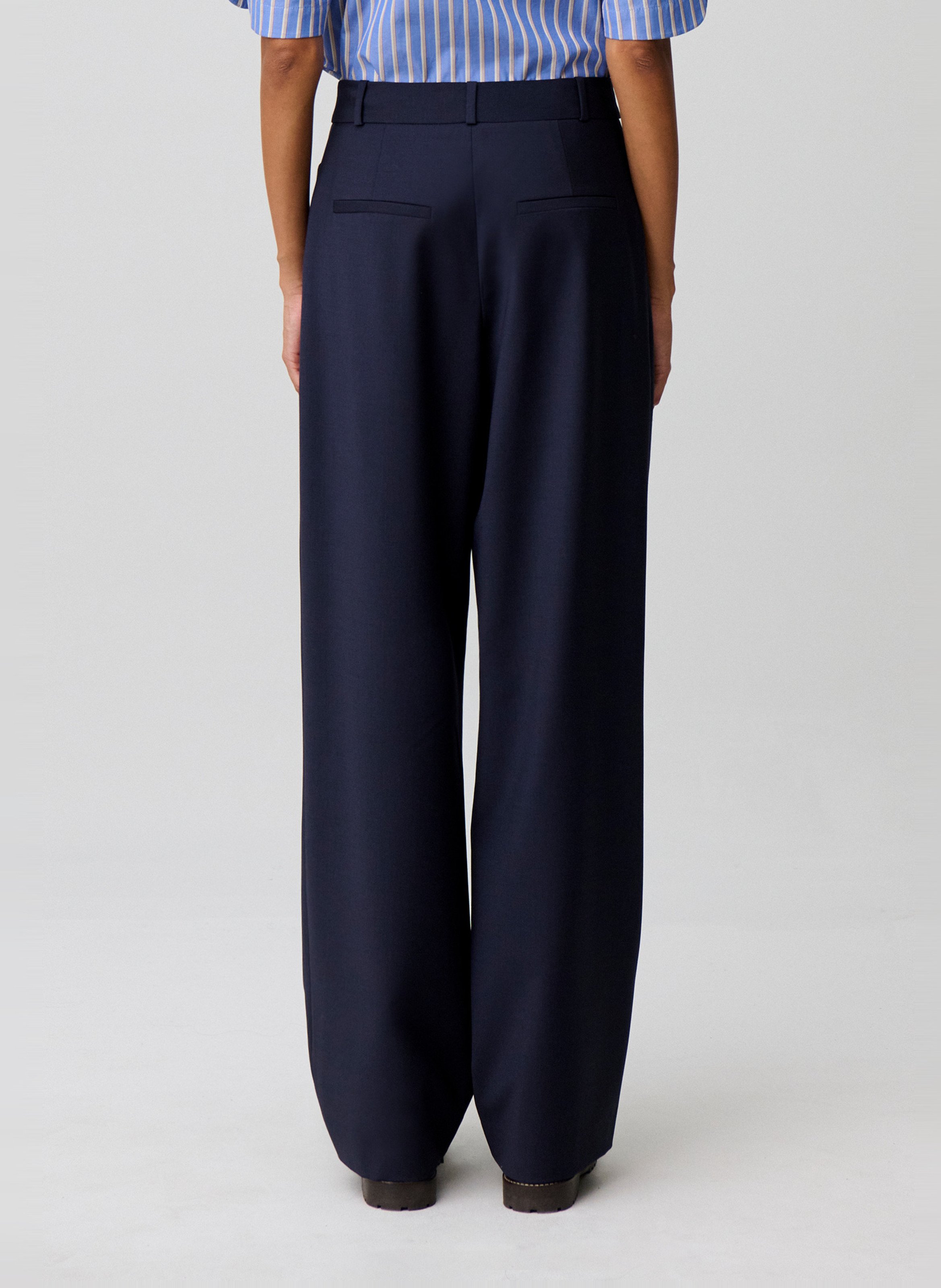 Pantalon tailleur ample uni en laine mélangée CLAUDIE PIERLOT Bleu