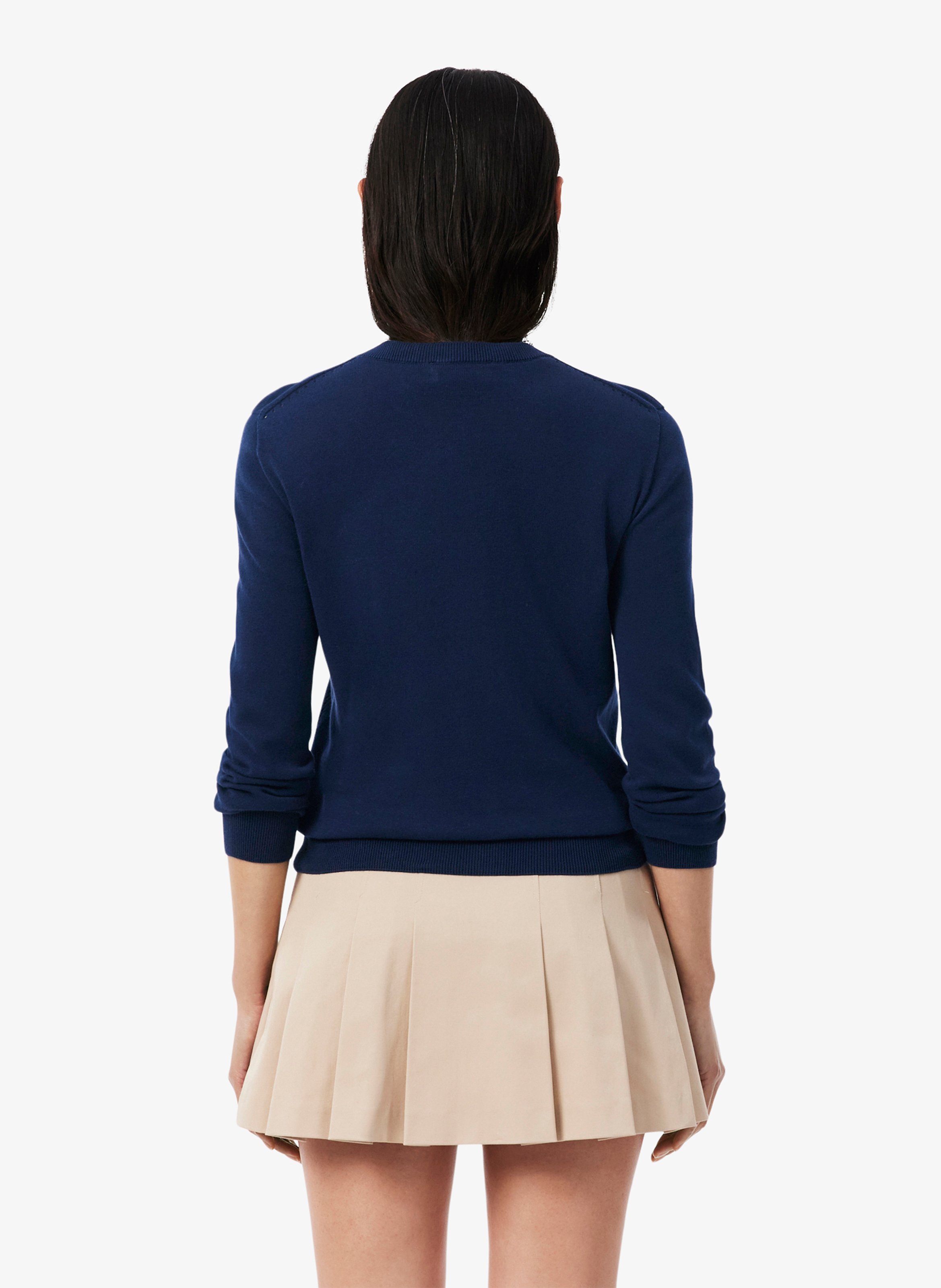 Gerader V-Ausschnitt Cardigan aus Baumwolle LACOSTE Blau