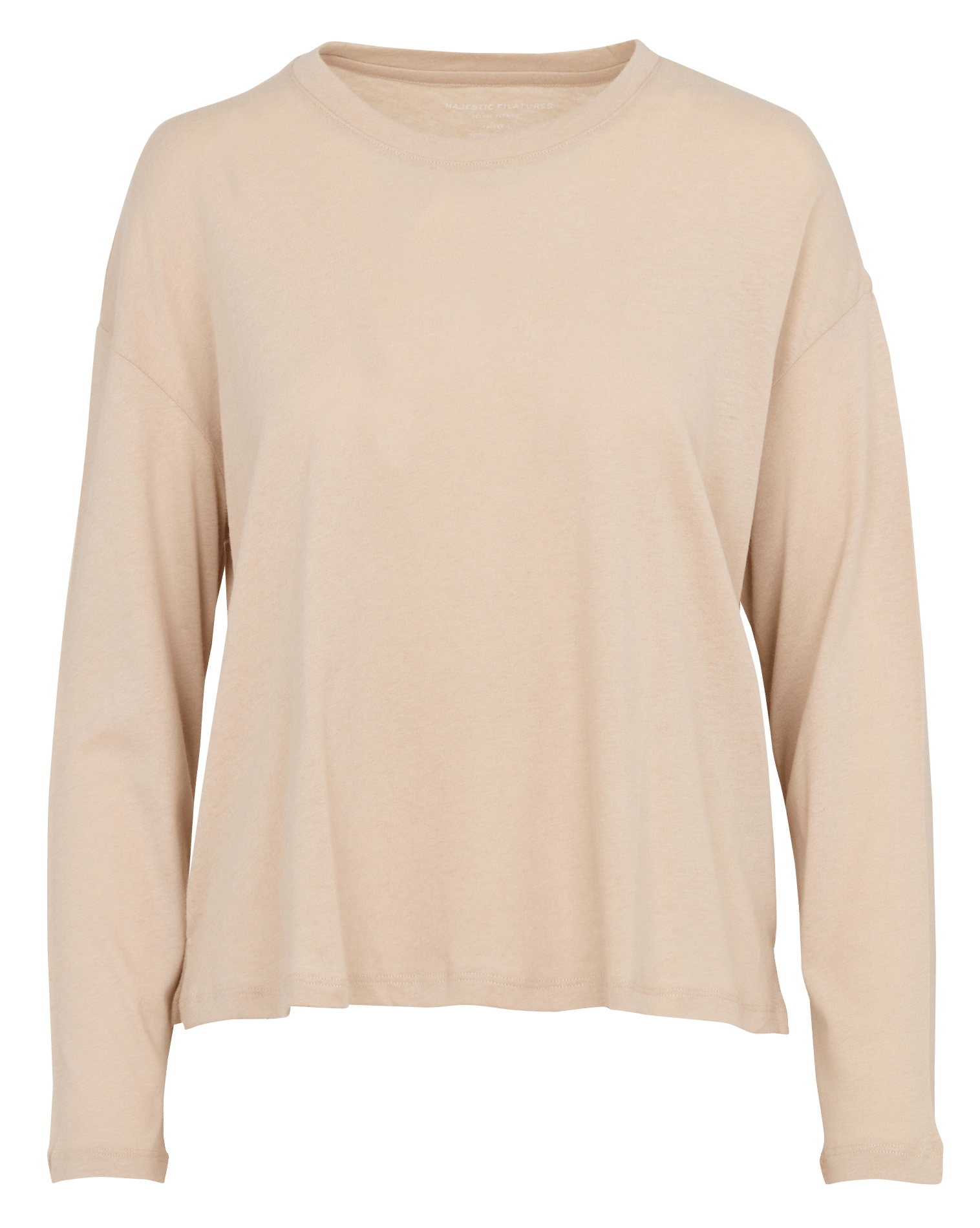 Lange mouwen ronde hals T-shirt van katoen en kasjmier MAJESTIC FILATURES Roze