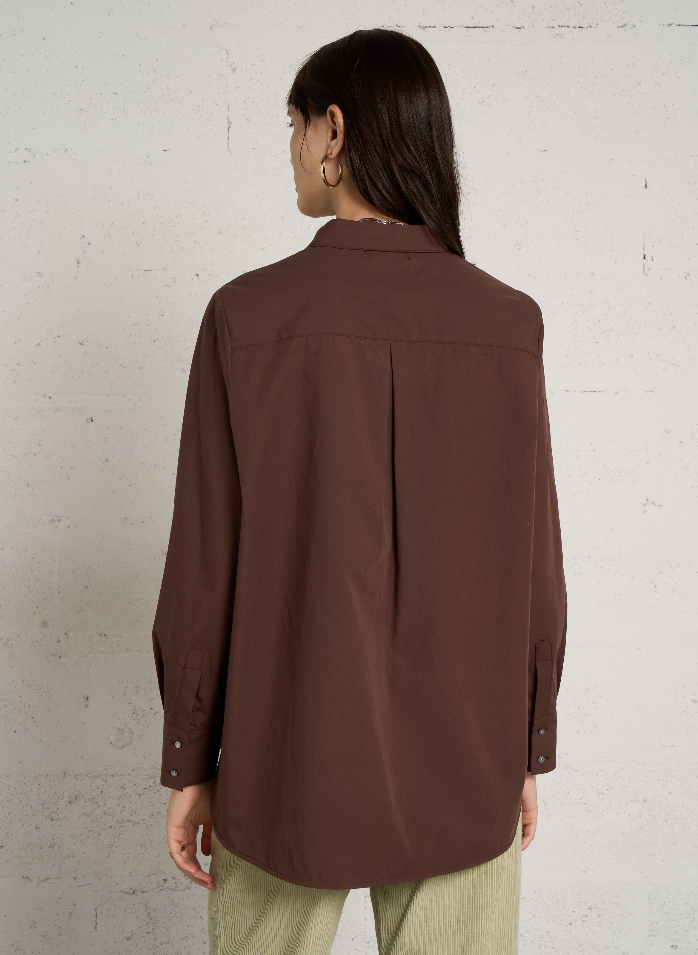 Chemise col classique oversize en coton BELLA JONES Marron