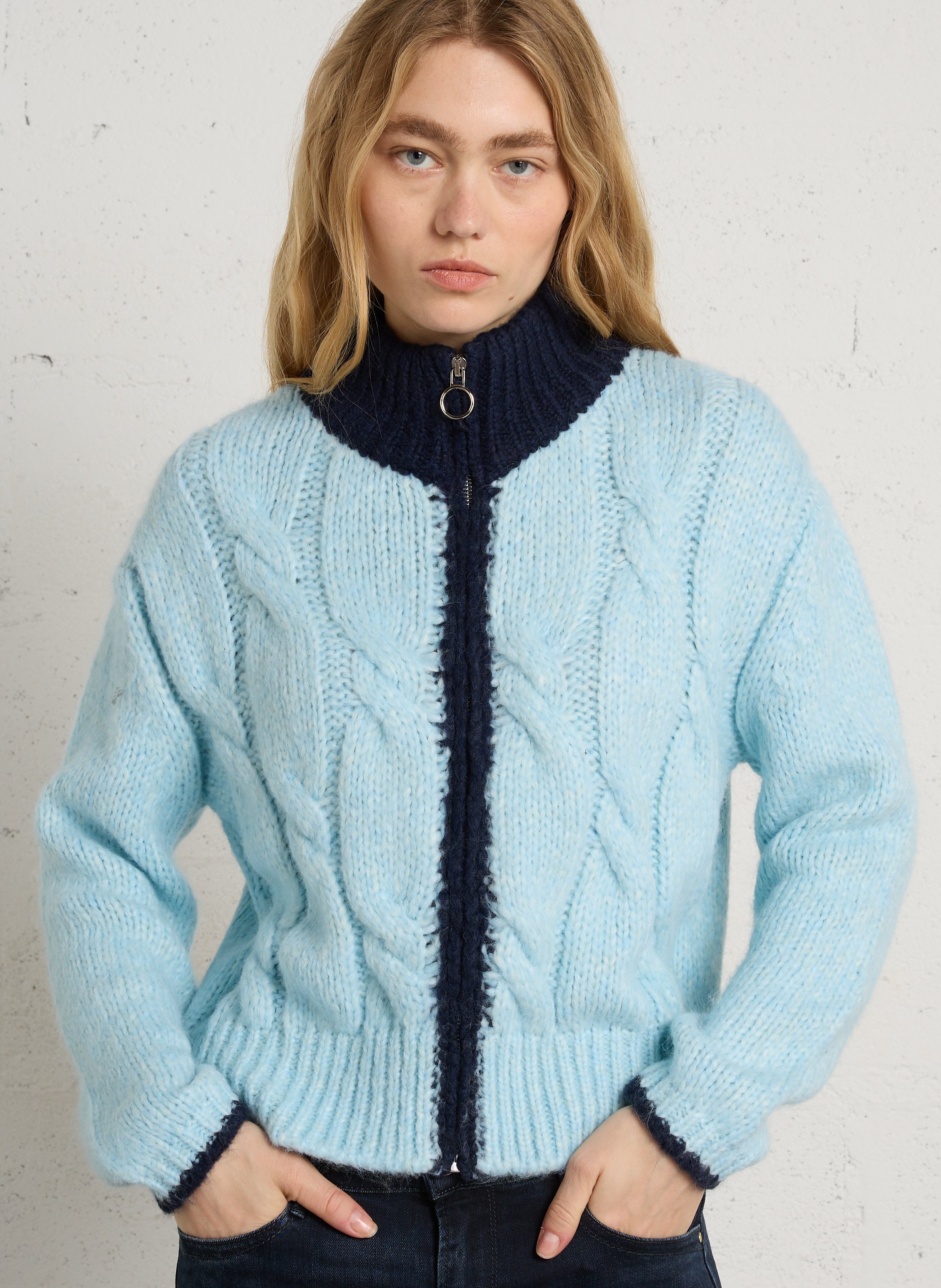 Gerader Reißverschluss-Pullover mit Stehkragen DR BLOOM