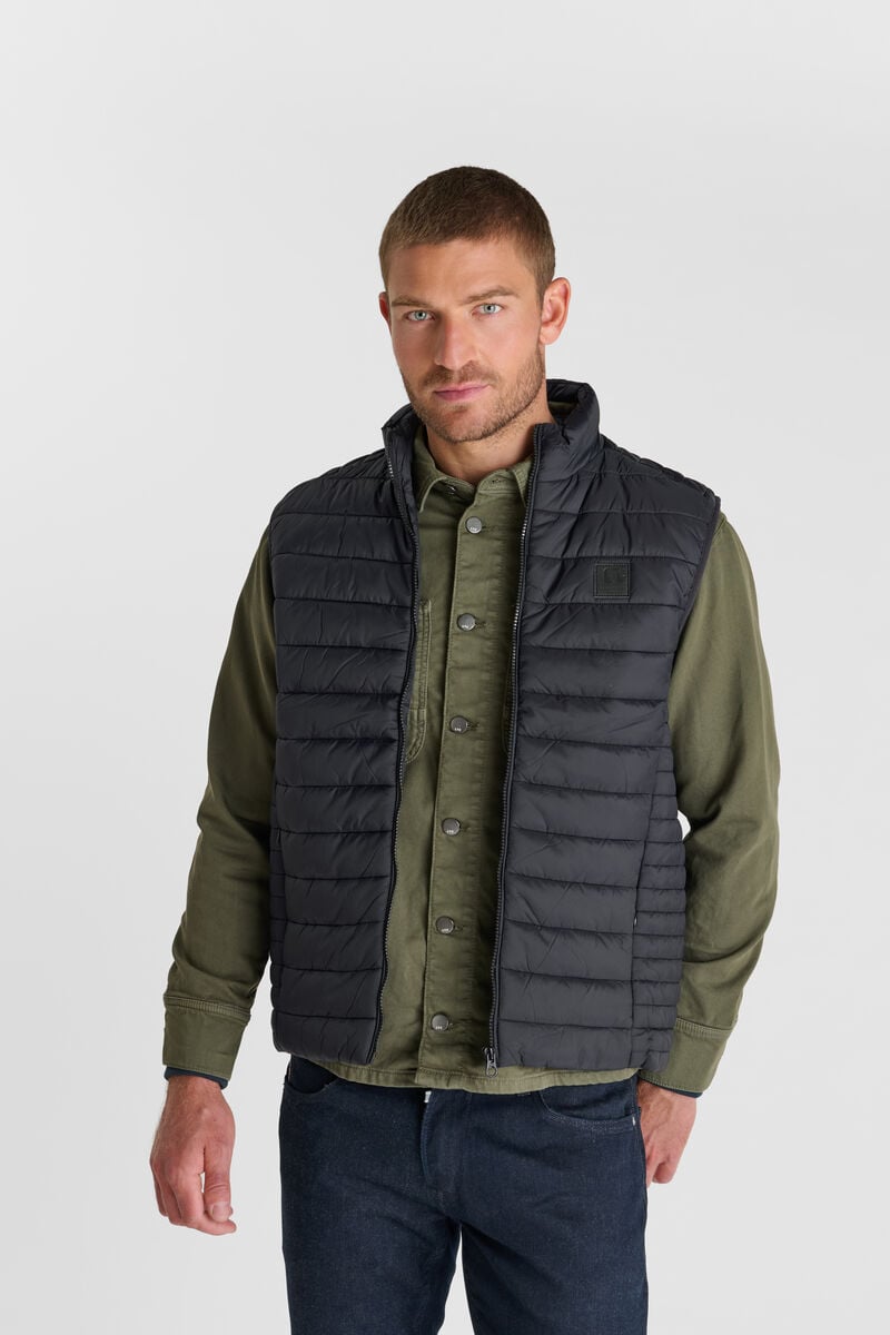 Sleeveless zip-up puffer jacket with stand-up collar LE TEMPS DES CERISES Black