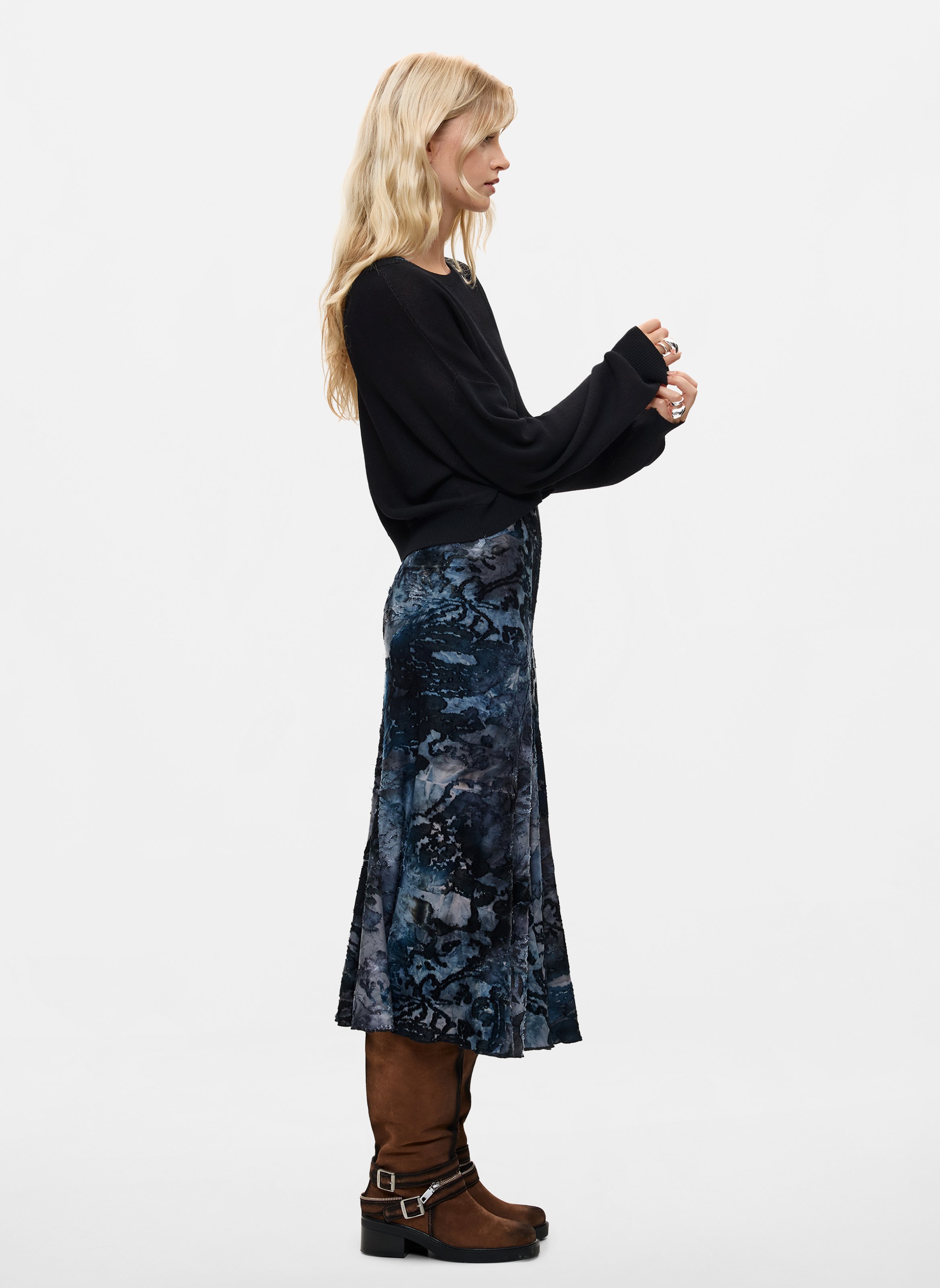Long printed dress with sweater DESIGUAL Blue