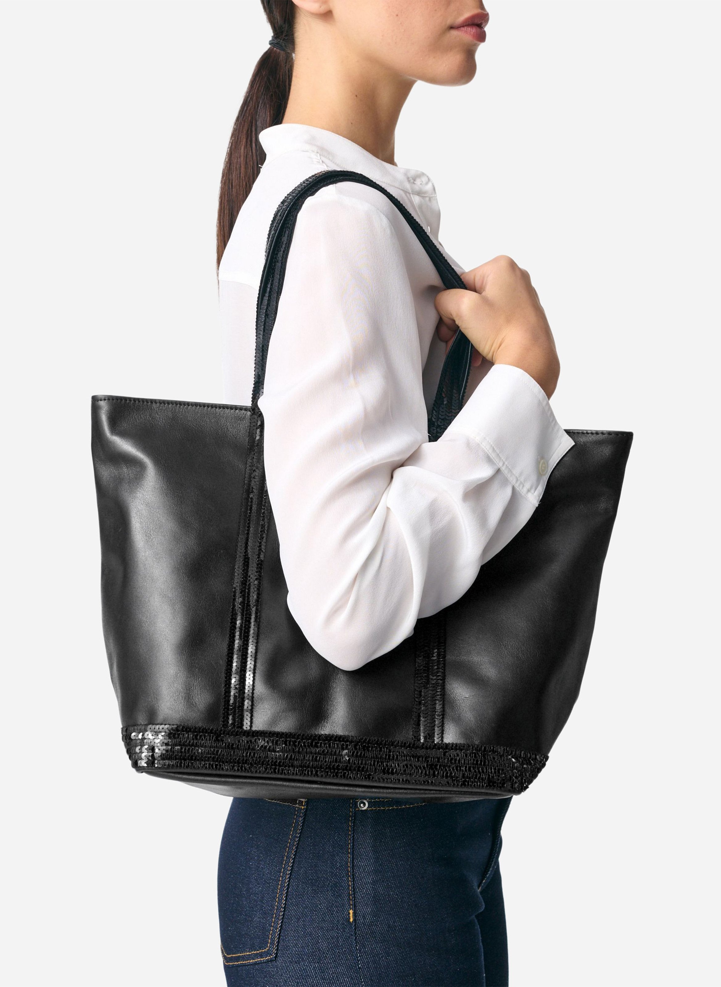 Leather tote bag VANESSA BRUNO Black