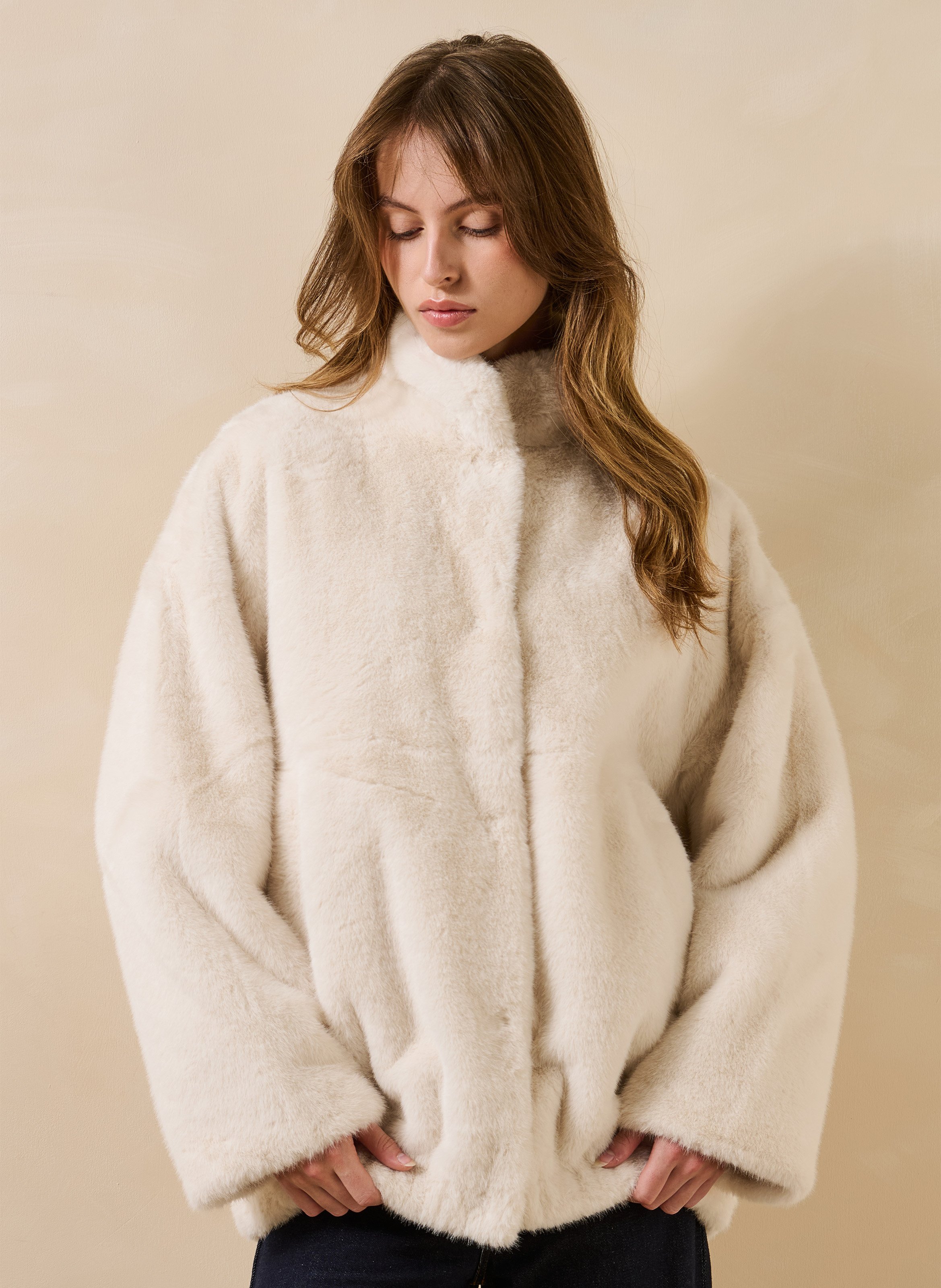 Faux fur coat LA FEE MARABOUTEE Beige