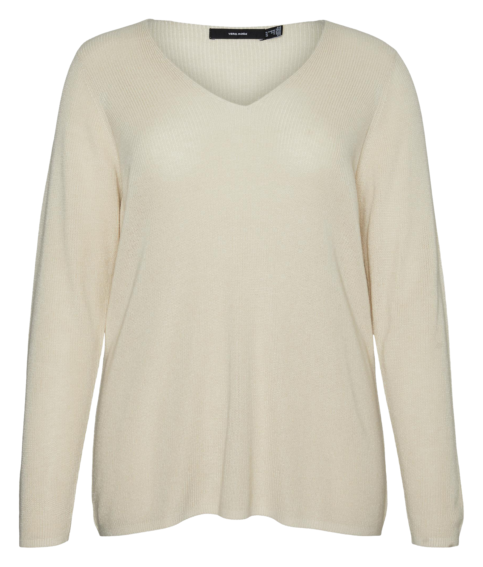 Straight V-neck sweater VERO MODA CURVE Beige