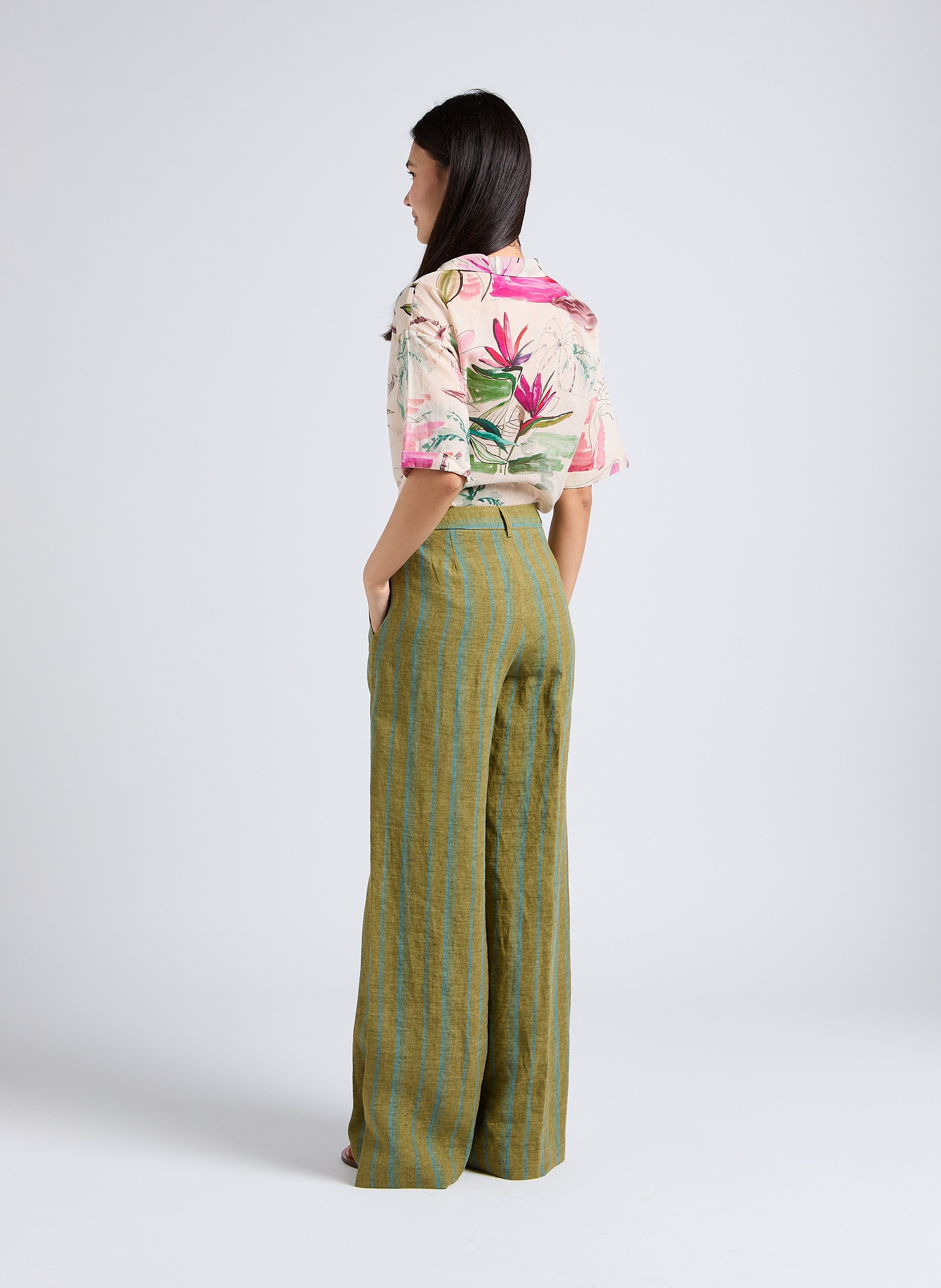 Loose-fit printed cotton shirt with classic collar DIEGA Pink