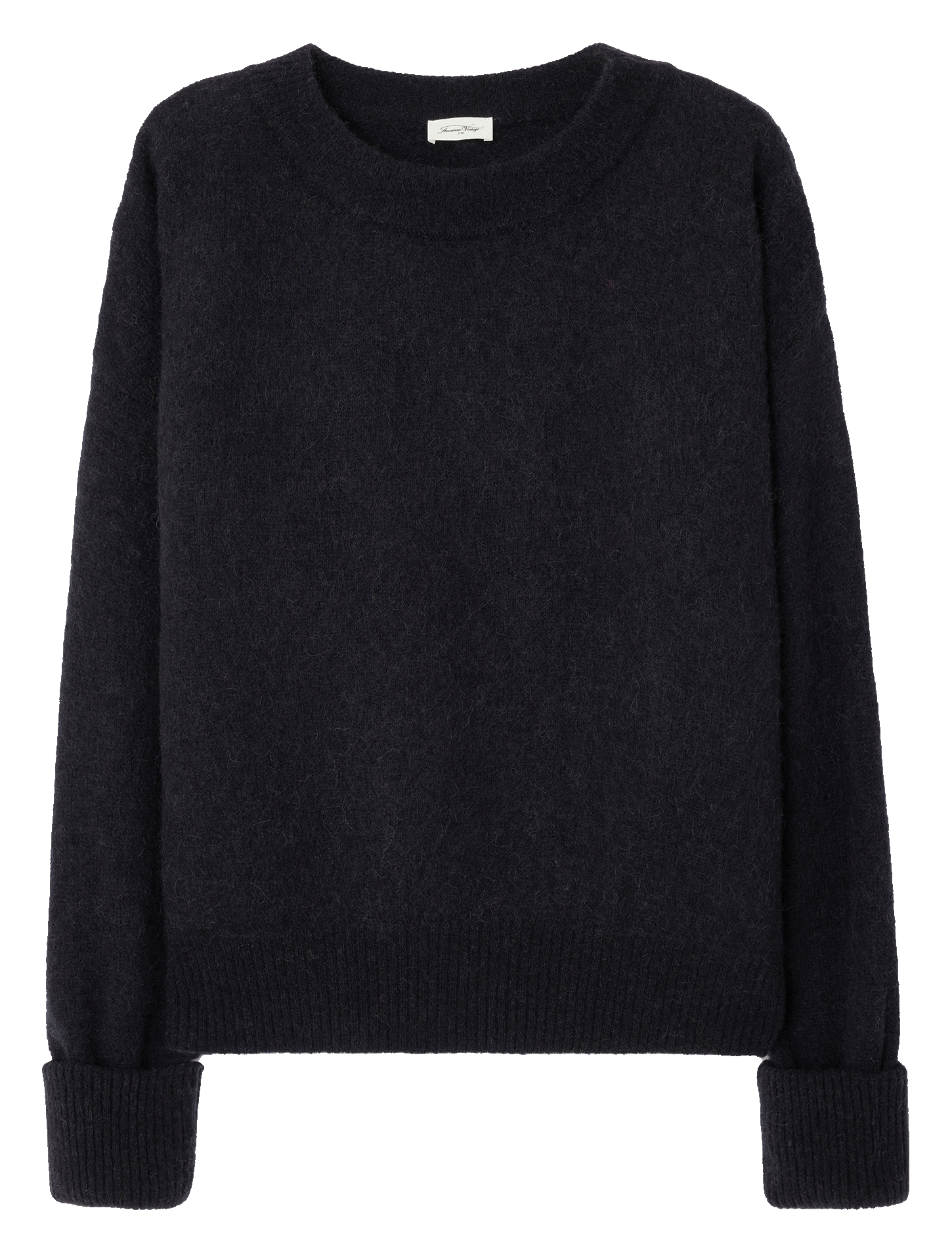Pull ample col rond en laine mélangée VITOW Noir