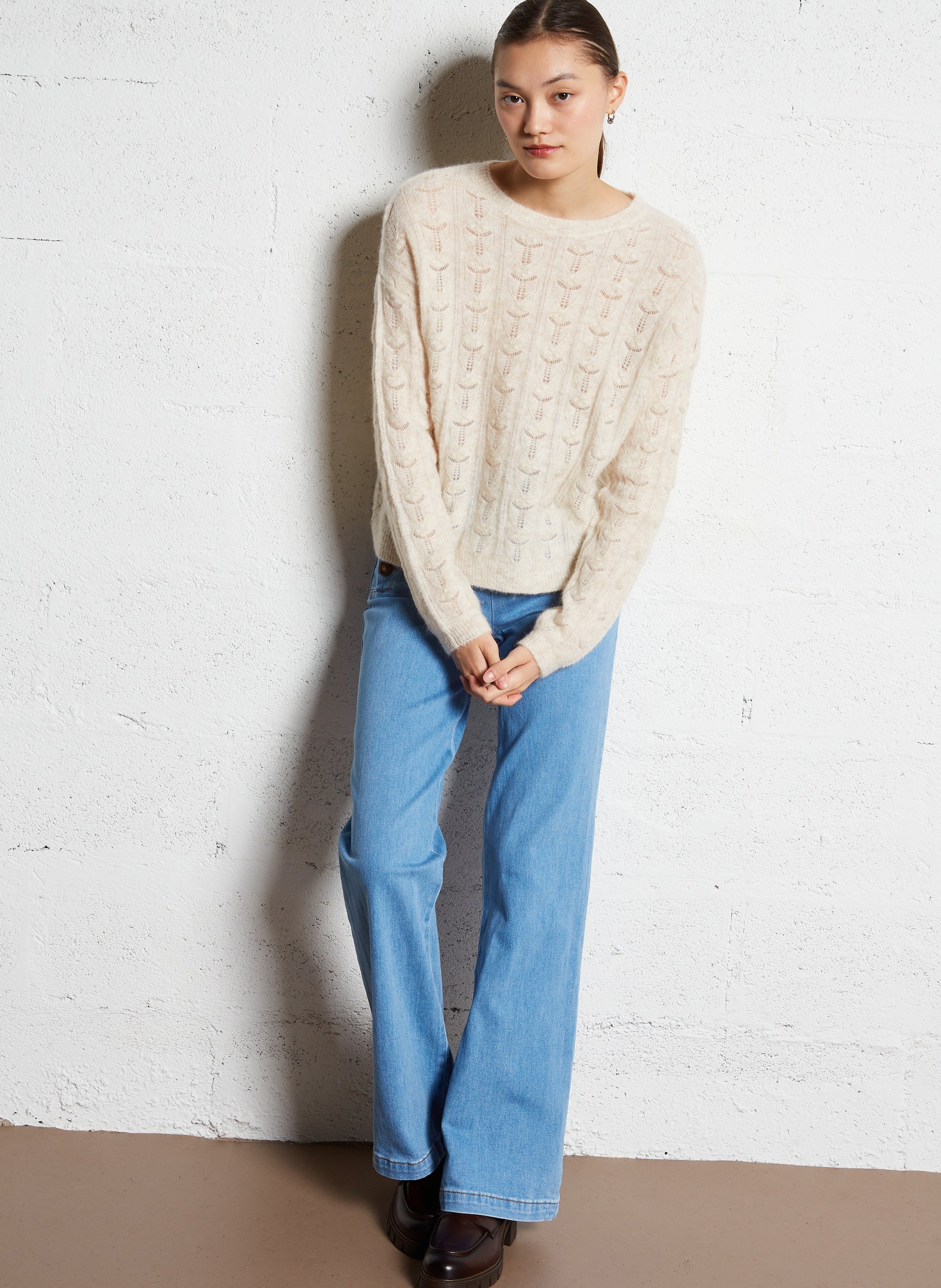 Straight denim pants in blended cotton LA PETITE ETOILE Jean Stone