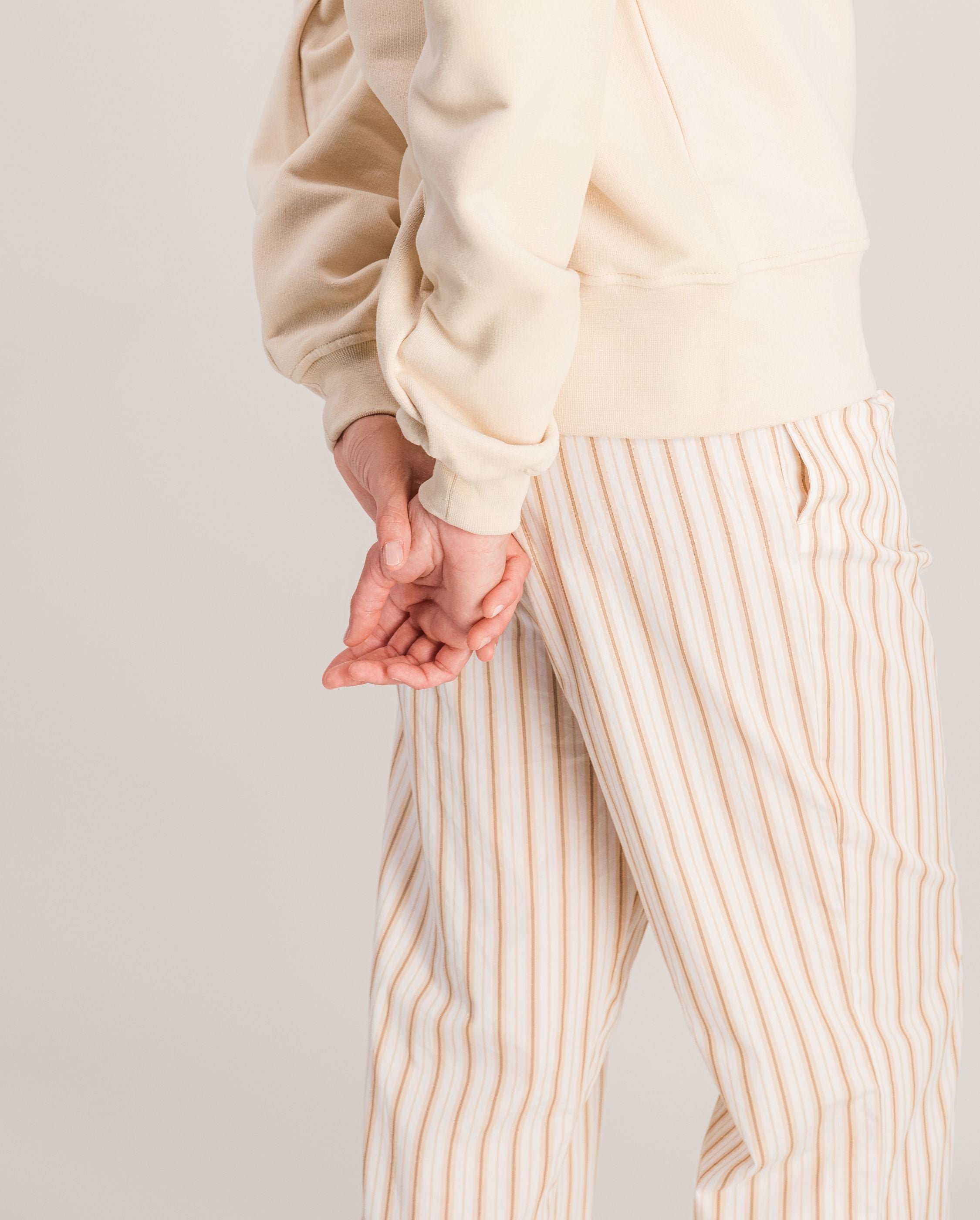 Women's organic cotton pajama pants, beige stripes ANGARDE Stripes