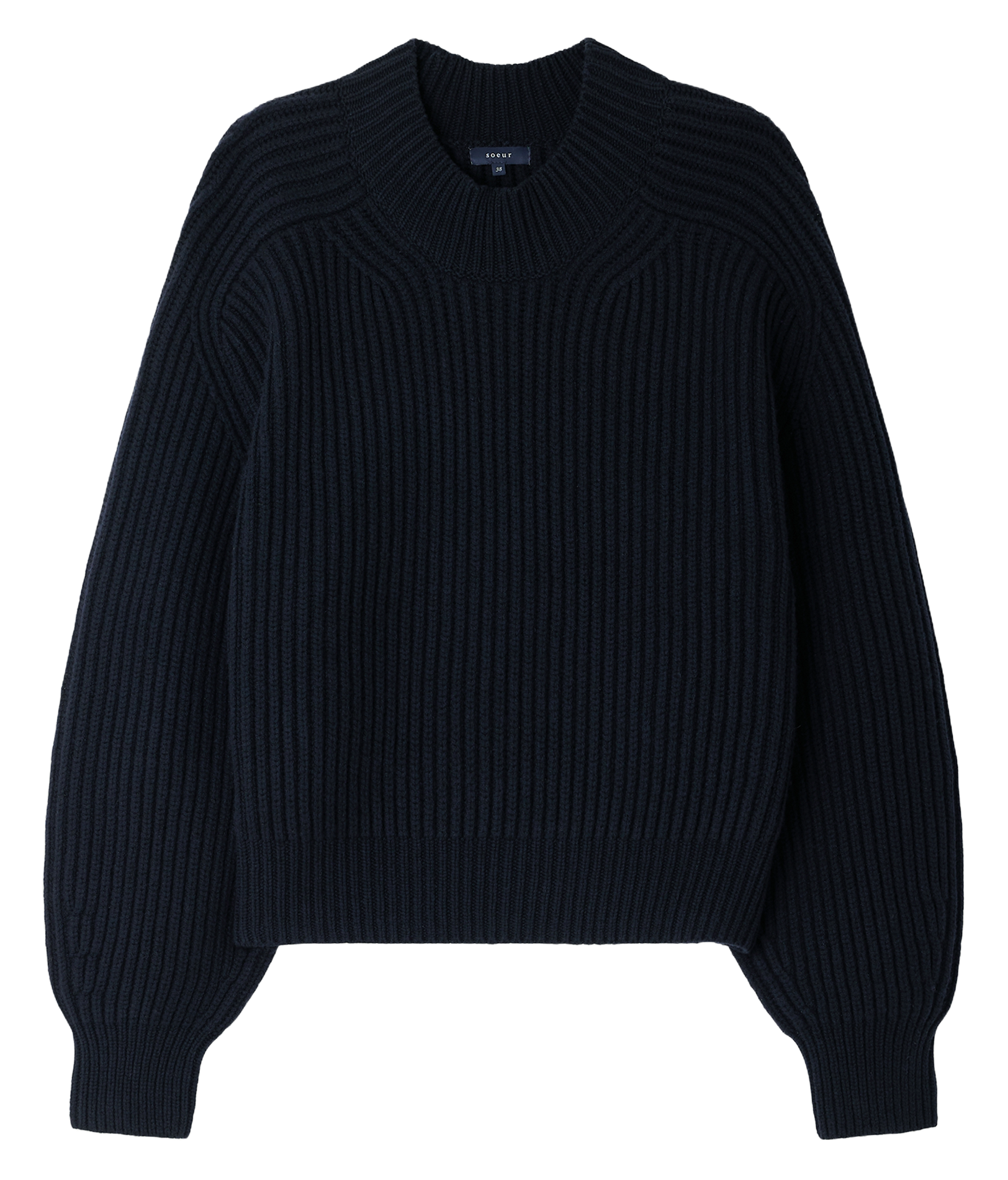 Pull oversize col montant en laine mérinos SOEUR Bleu