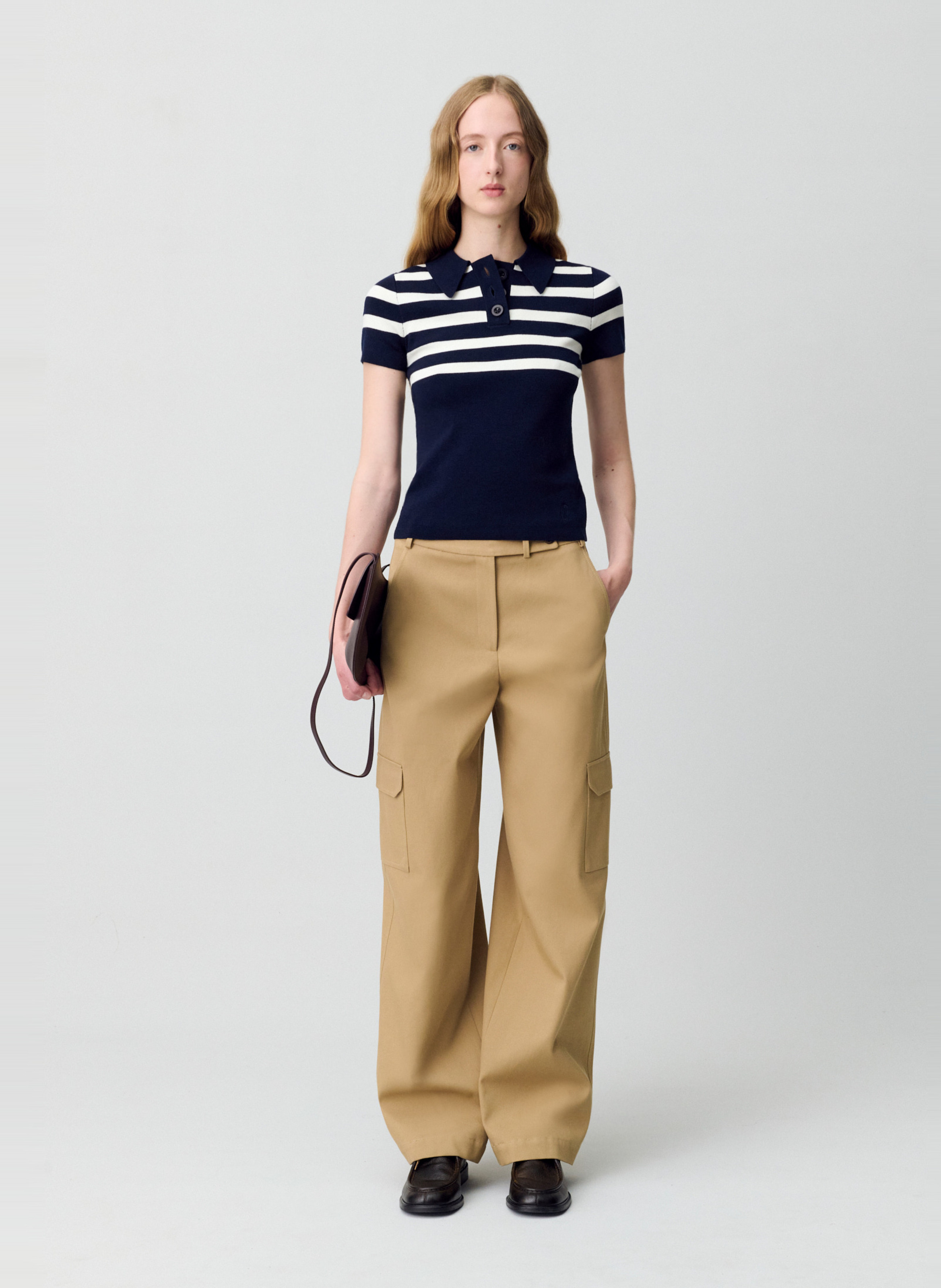 Striped shirt collar t-shirt CLAUDIE PIERLOT Multicolored