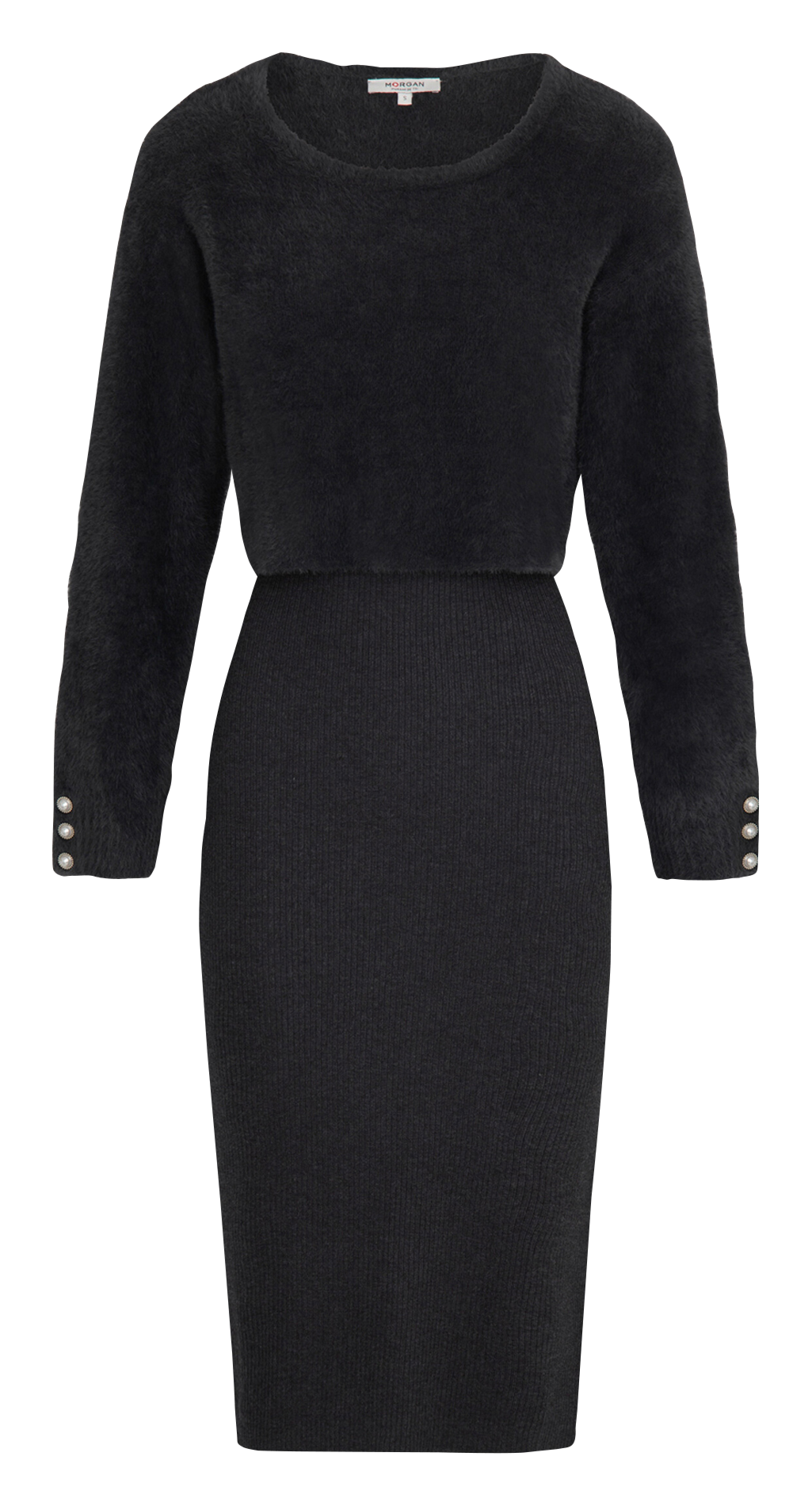 Halflange jurk met ronde hals MORGAN Grijs