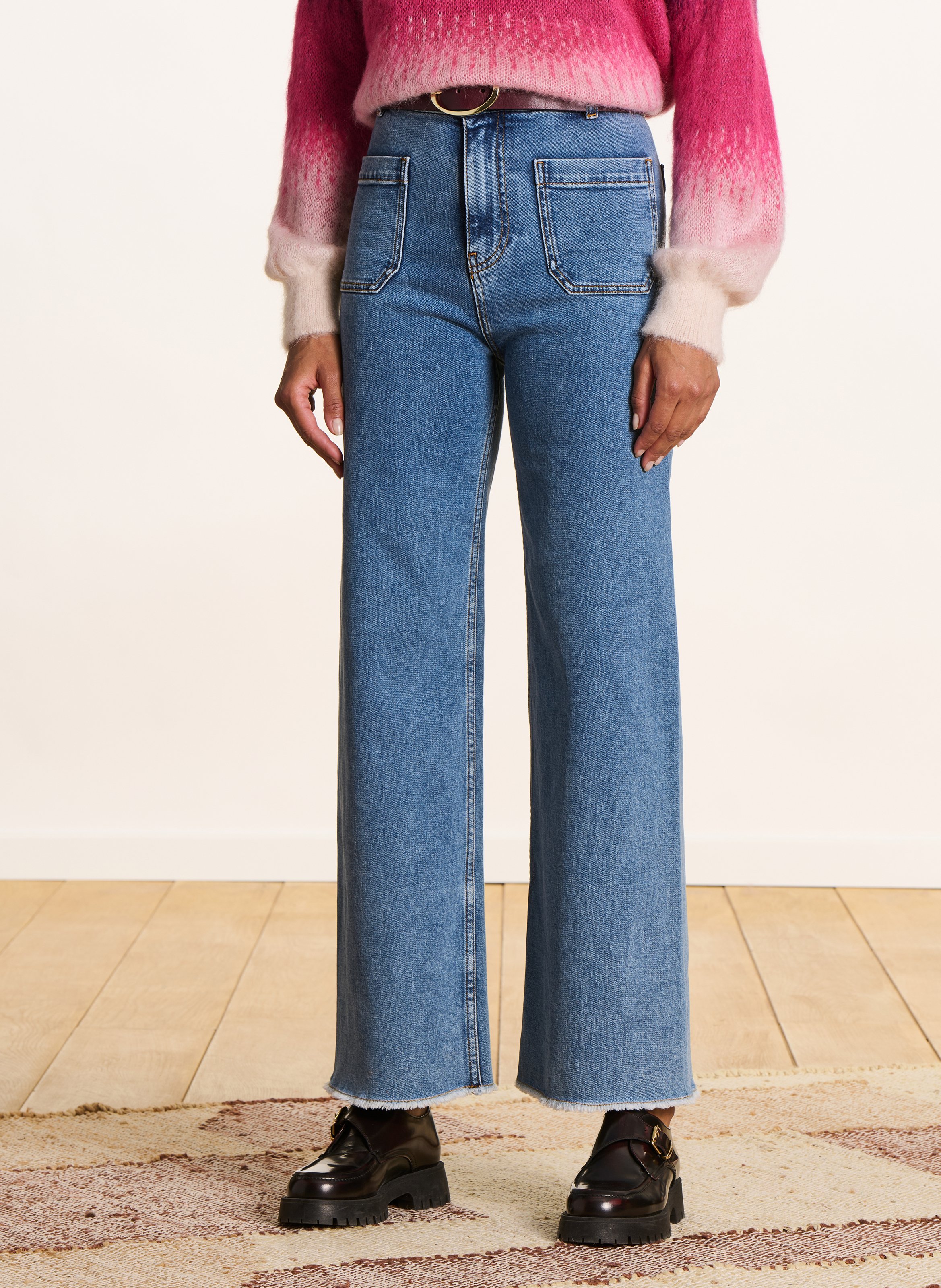 Straight high-rise organic cotton-blend jeans LA FEE MARABOUTEE