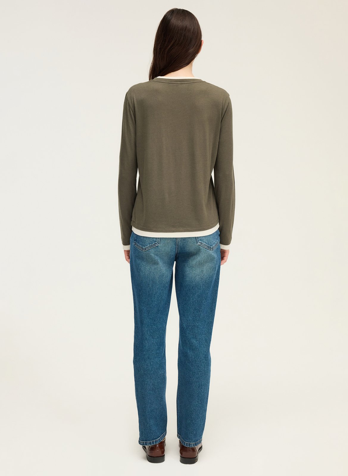 Straight cotton-blend T-shirt PABLO Khaki