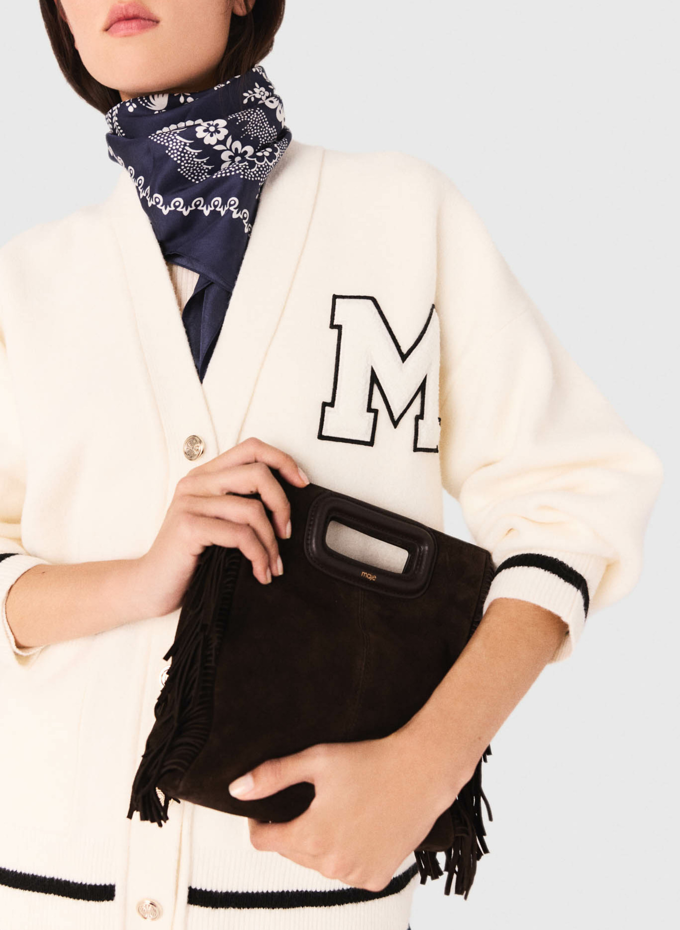 Gilet col V  MAJE Beige