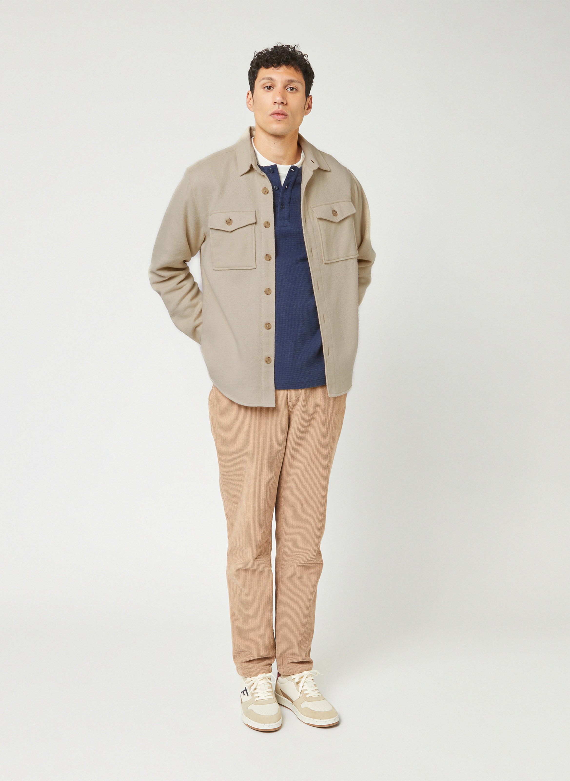 Chemise droite unie en coton FAGUO Beige