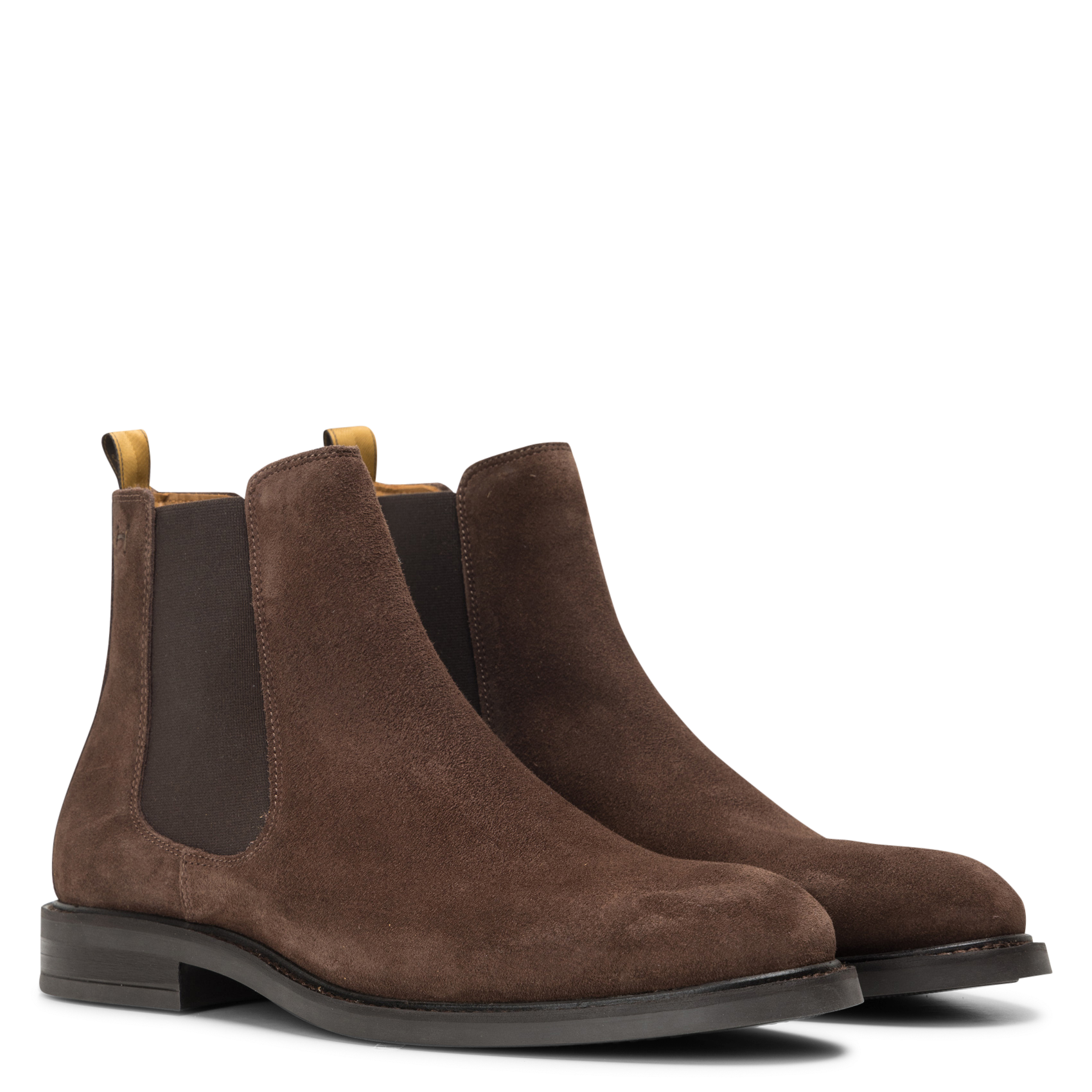 Effen leren enkellaarzen met textuur HACKETT Bruin