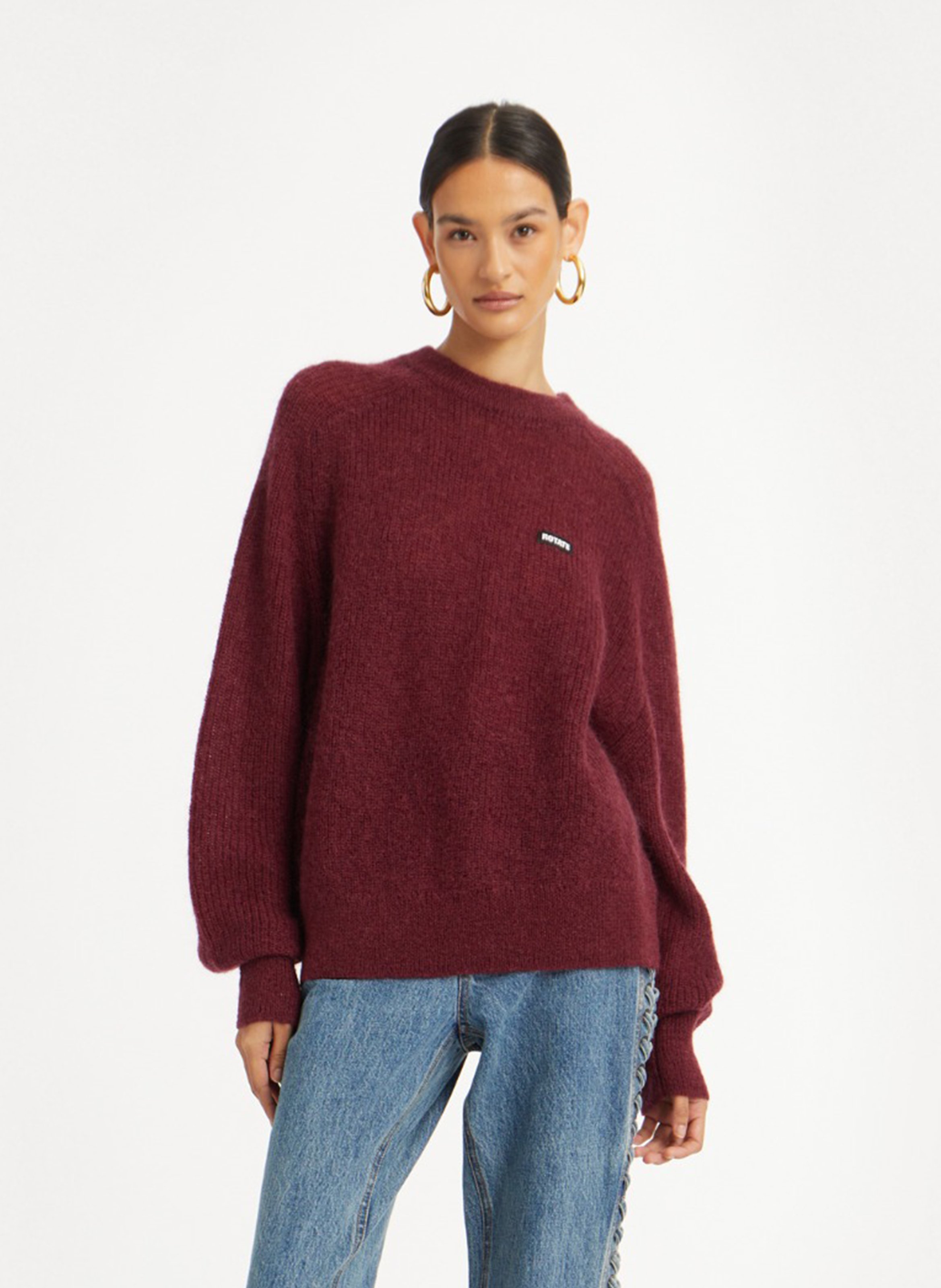 Alpaca wool sweater ROTATE Brown