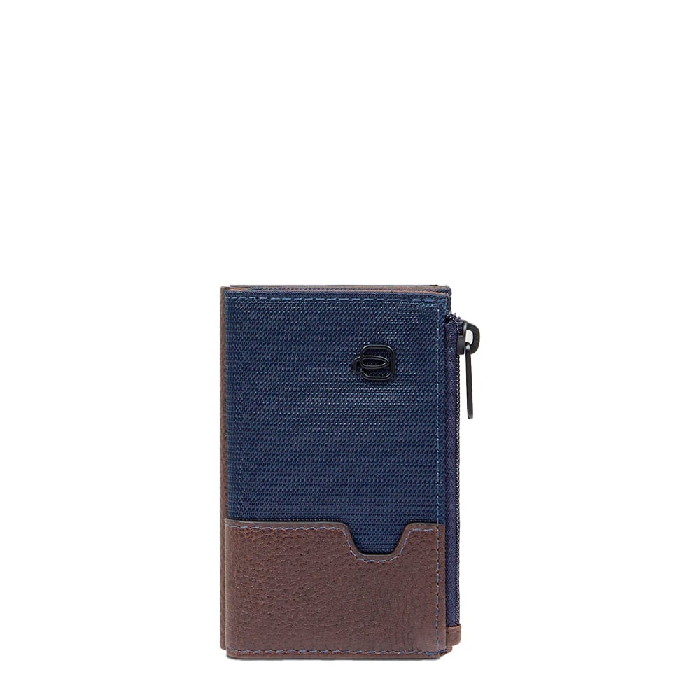 Compact wallet with pop-up card holder, coin pocket, and RFID protection PIQUADRO Blue