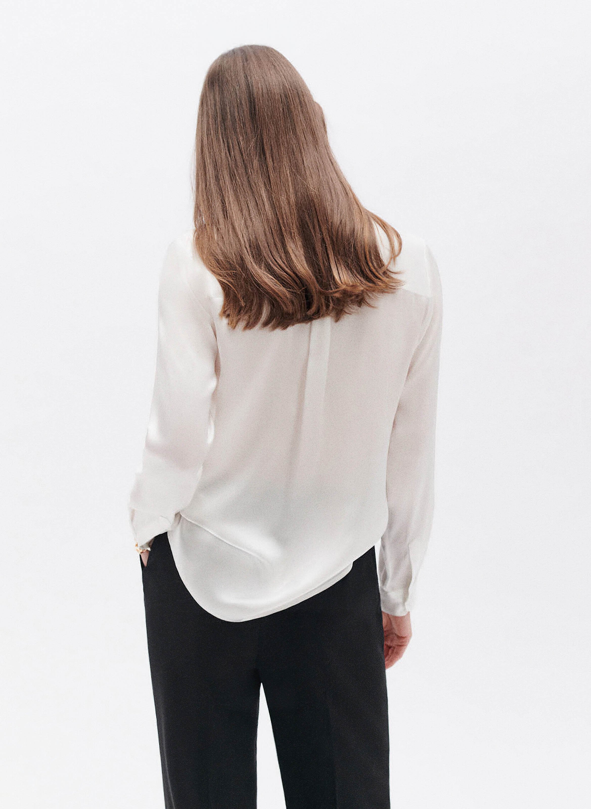 Chemise en soie col classique CAROLL Beige