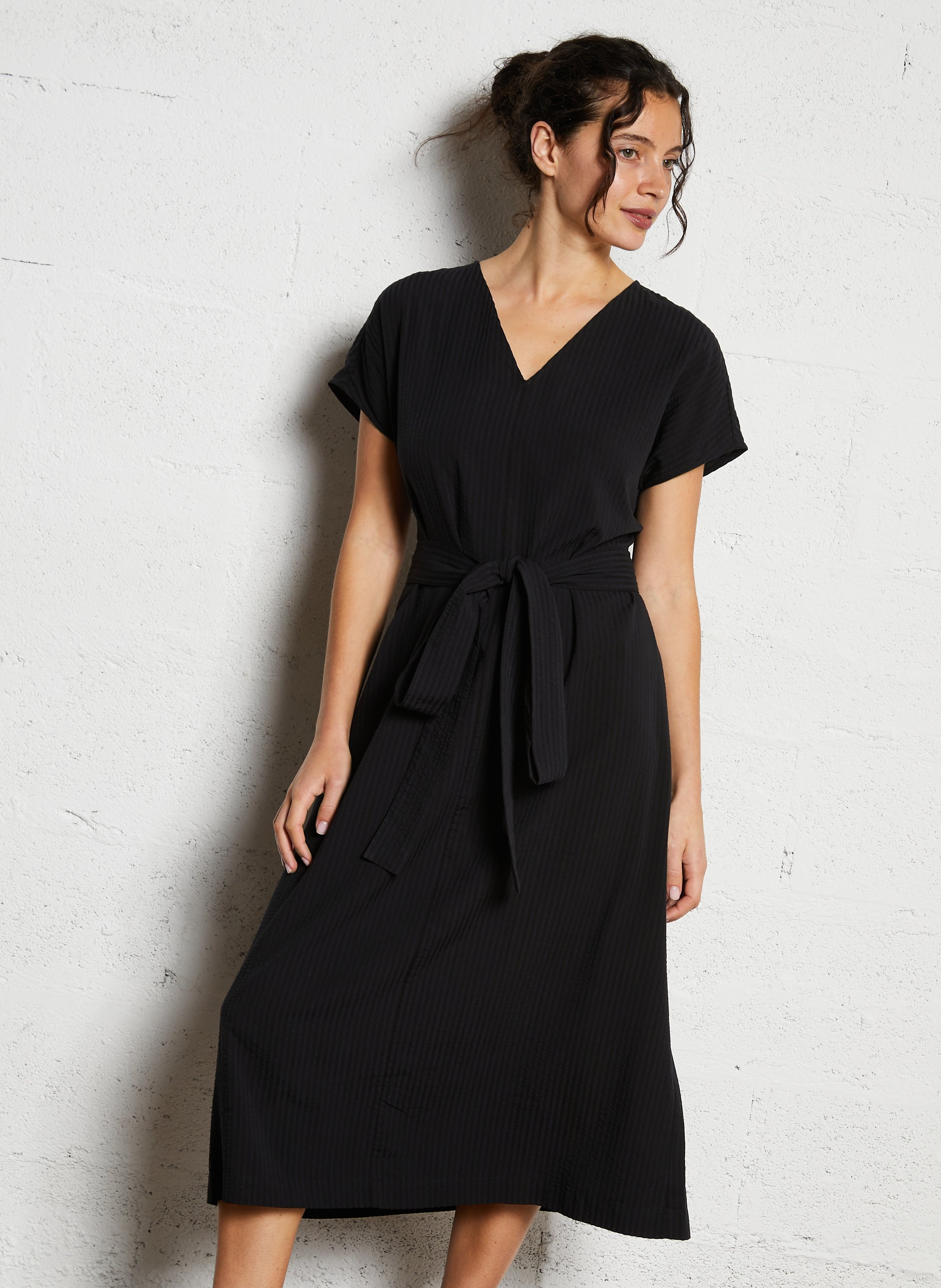 Round-neck linen-blend midi dress NICE THINGS