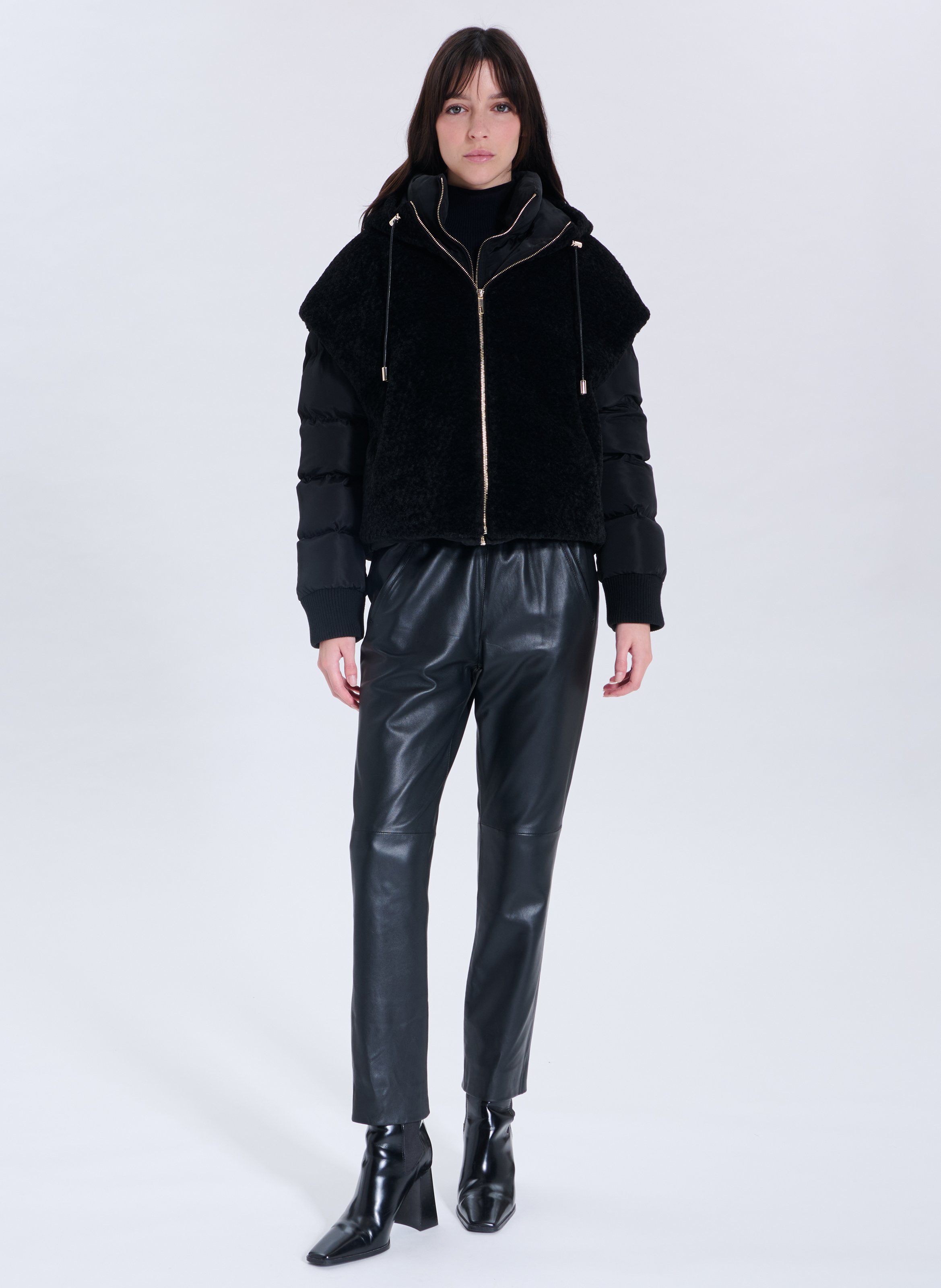 High-neck coat with hood ZAPA Black