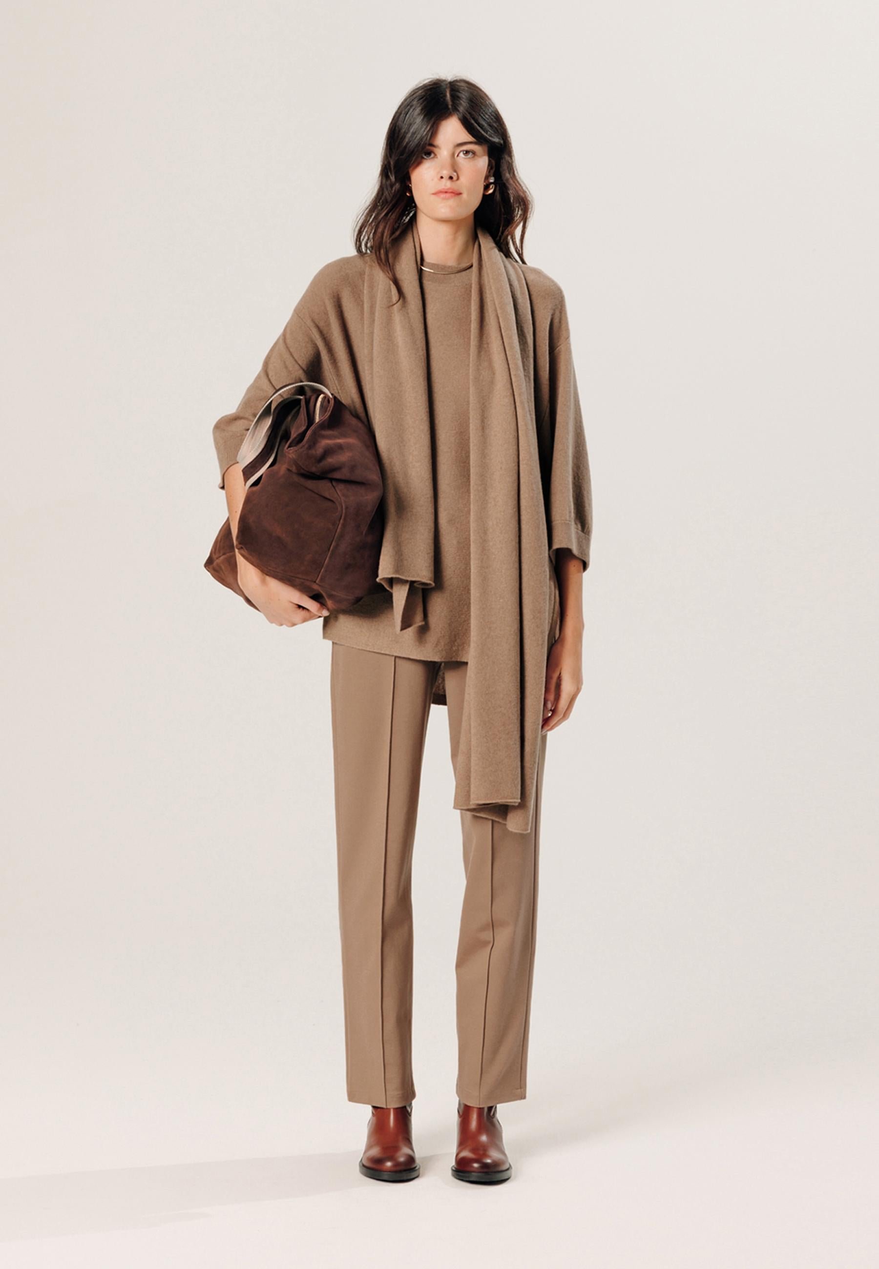 Cashmere 3/4 sleeve poncho RODIER Brown