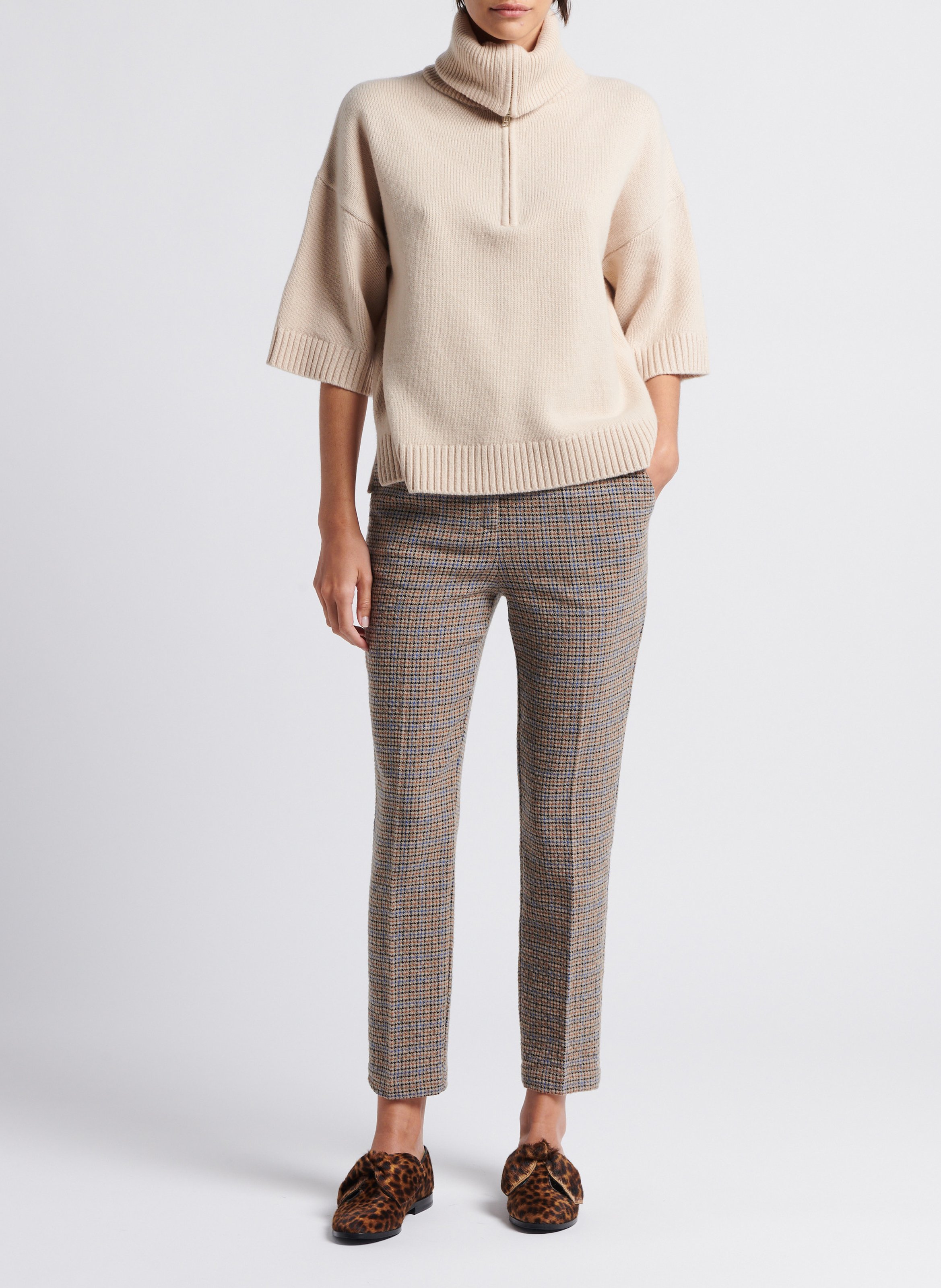 Pantalon carotte en laine mélangée  MOMONI Marron