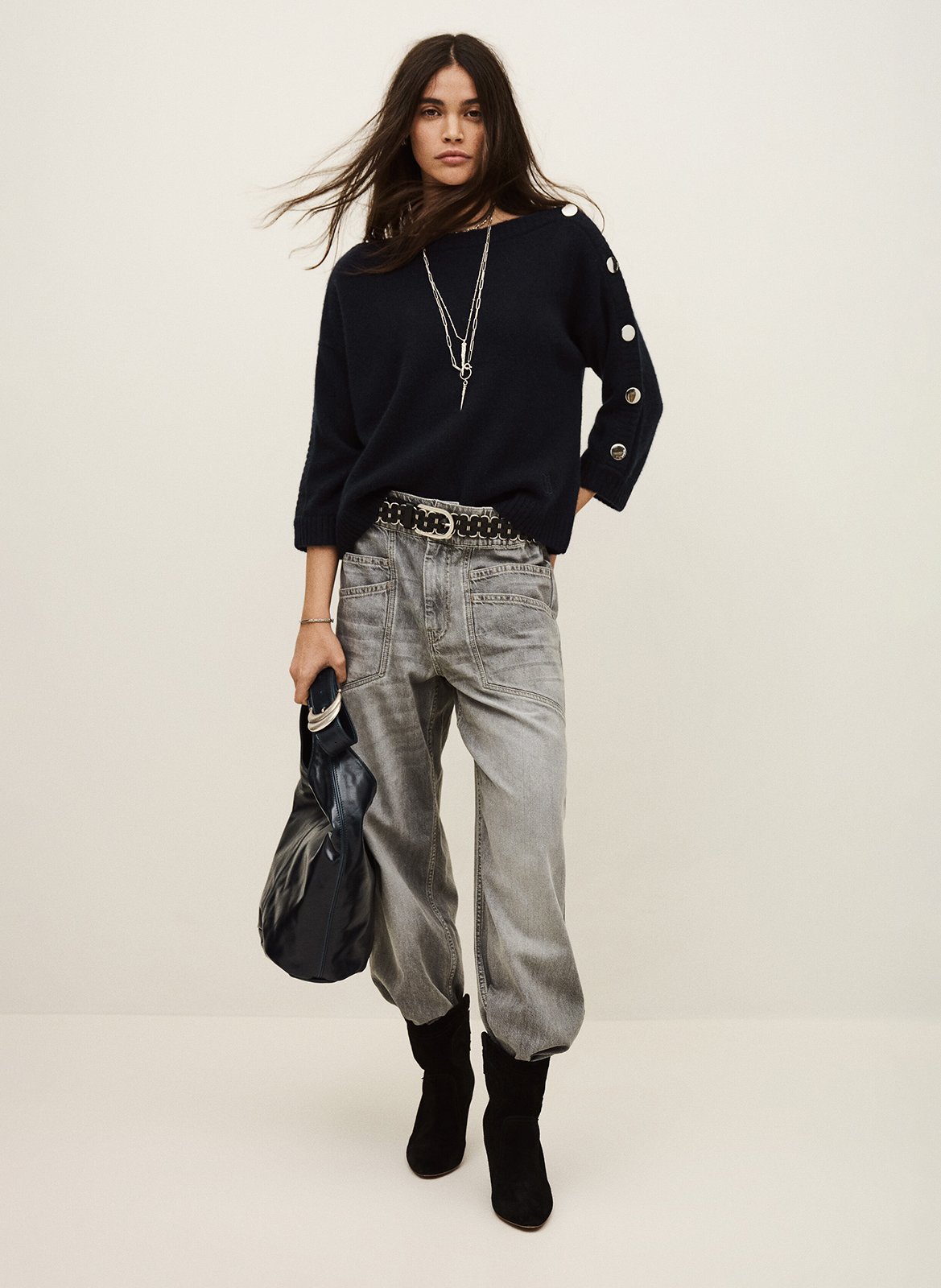 Pull droit col rond en cachemire BA&SH Bleu