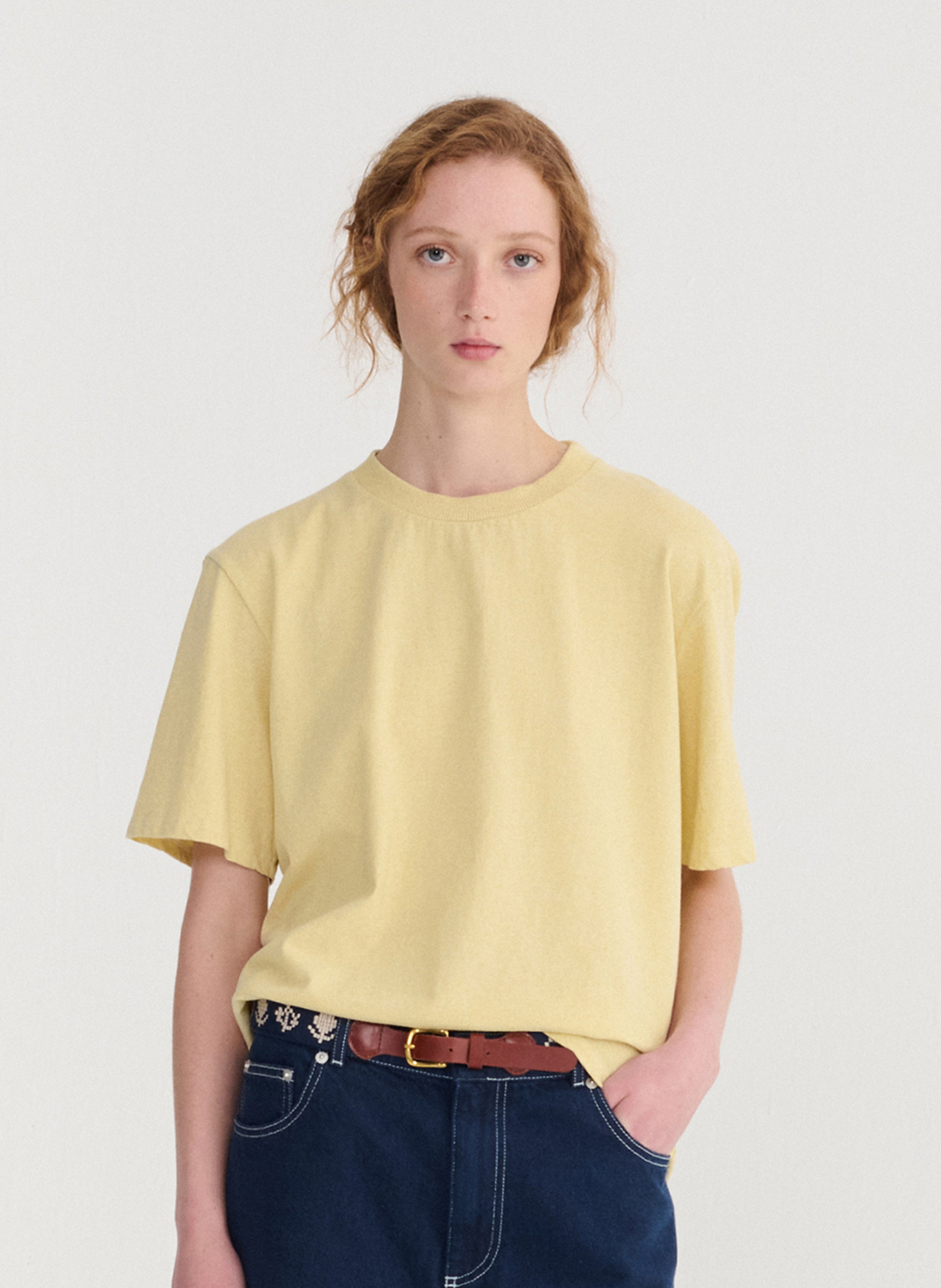 Oversized T-shirt met ronde hals van biologisch katoen en gerecycled katoen BOBO CHOSES Geel