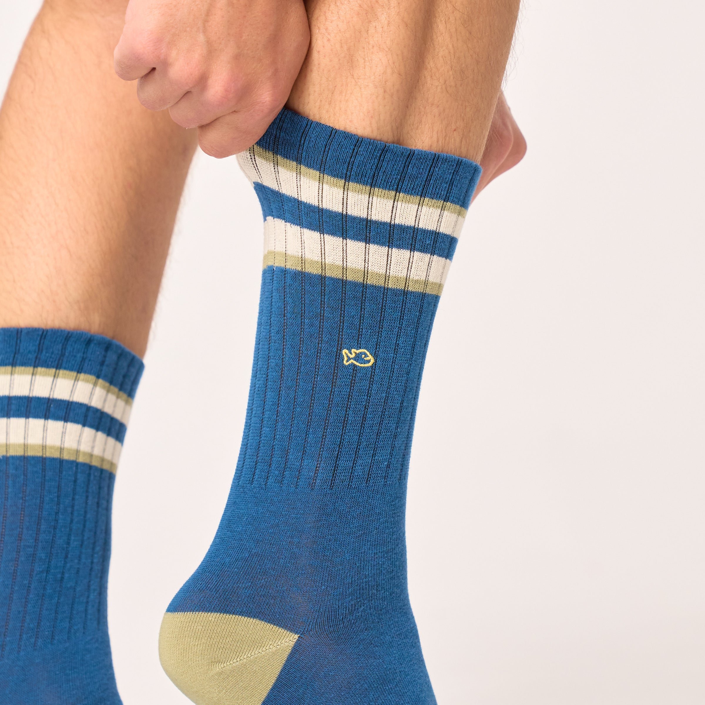 Combed cotton retro socks Blue