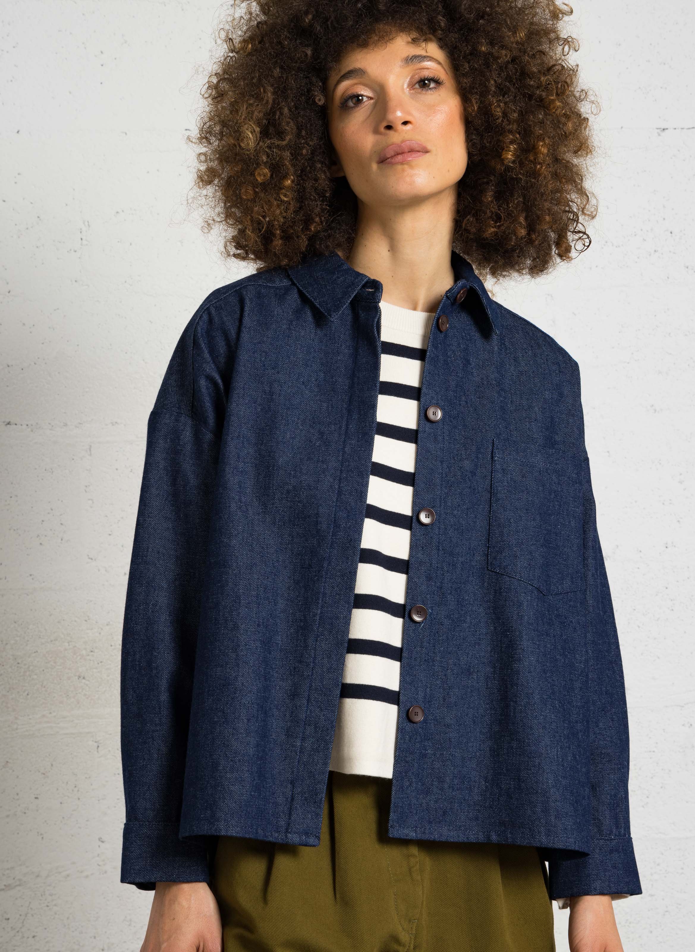 Oversize Jeansjacke in Raw-Denim BELLEPIECE Blau