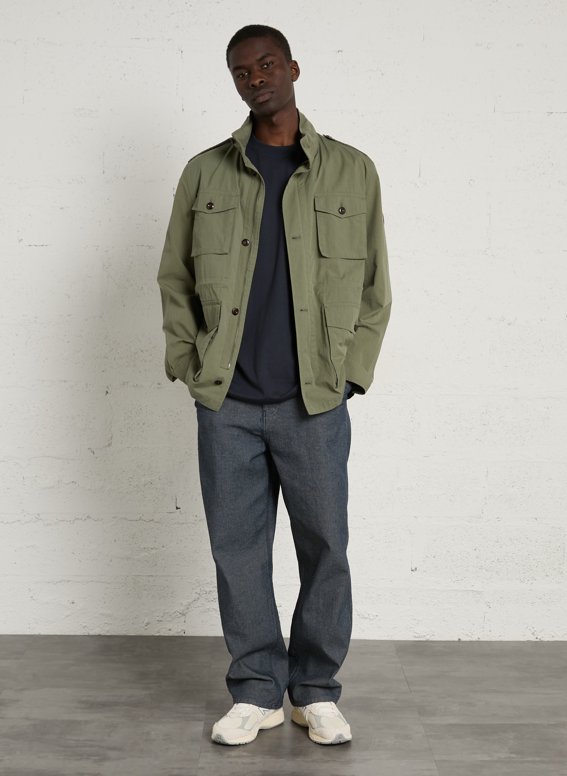 Veste droite col montant en coton mélangé GANT Vert