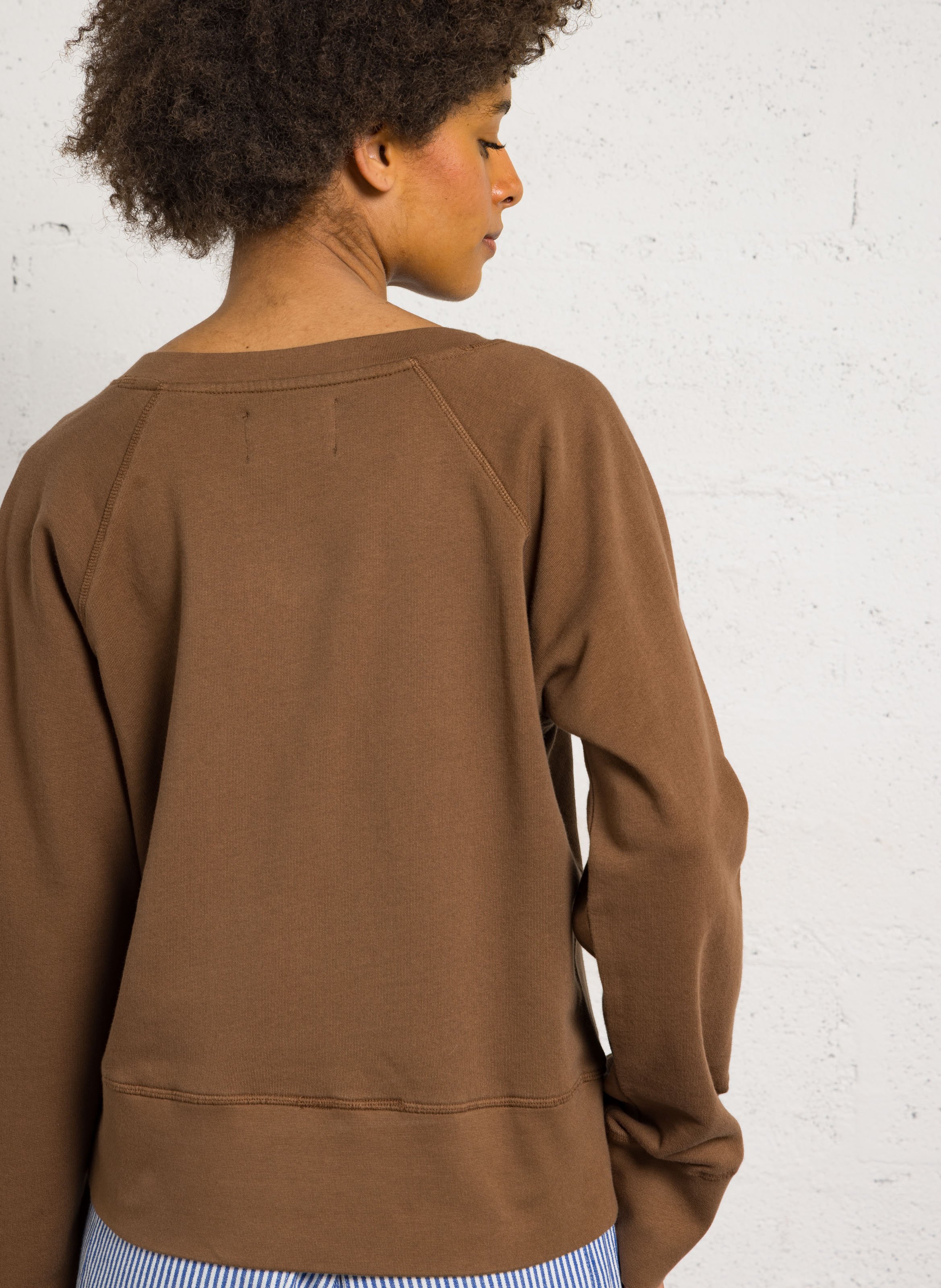 Sweatshirt aus Bio-Baumwolle mit V-Ausschnitt LEON & HARPER Braun