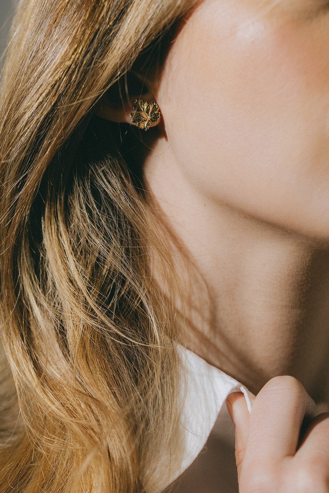 Gold-plated leaf stud earrings MONSIEUR SIMONE Silver