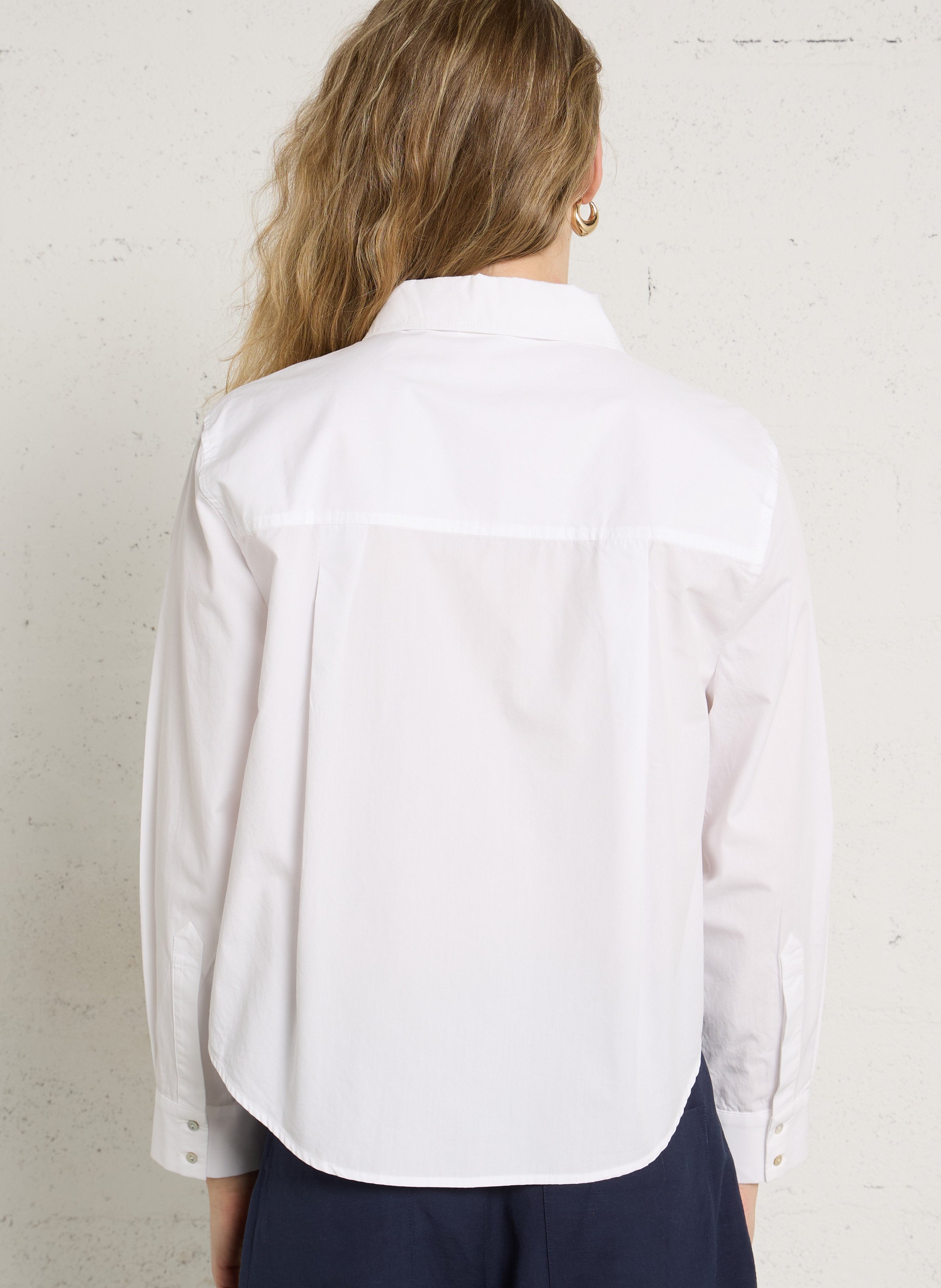 Chemise courte en popeline de coton BELLA JONES Blanc