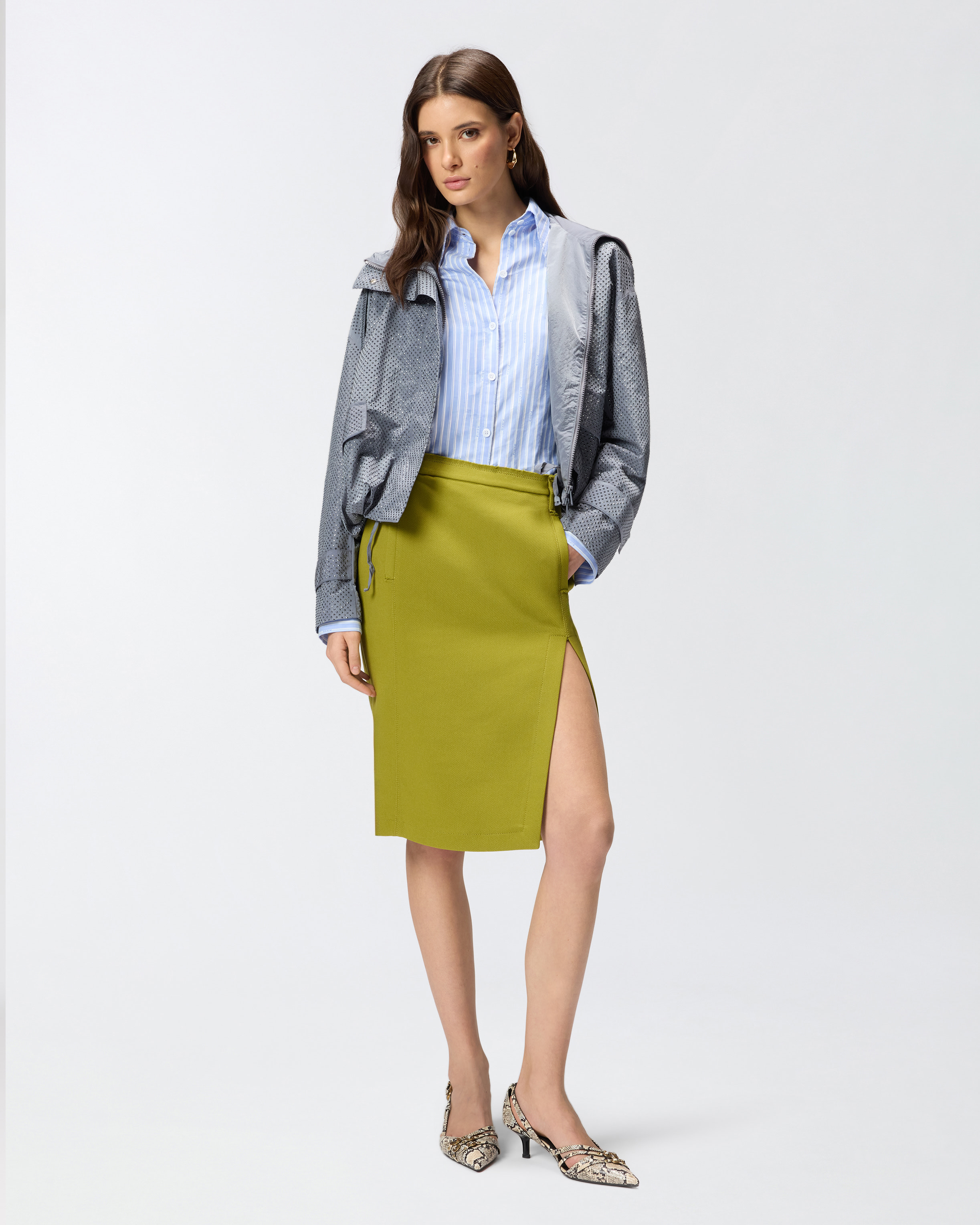 Chemise en coton à rayures et logo PINKO Multicolore